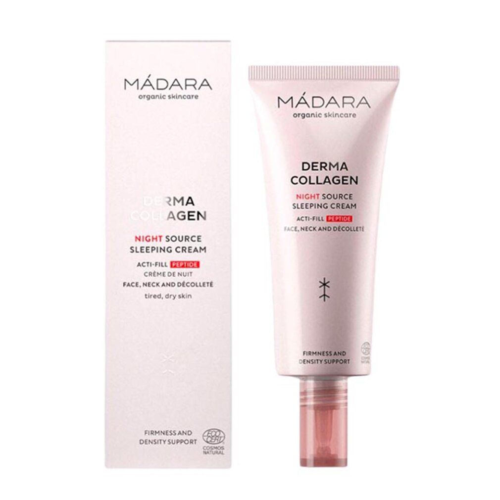 Mádara Derma Collagen Nachtcreme Tube und Verpackung.