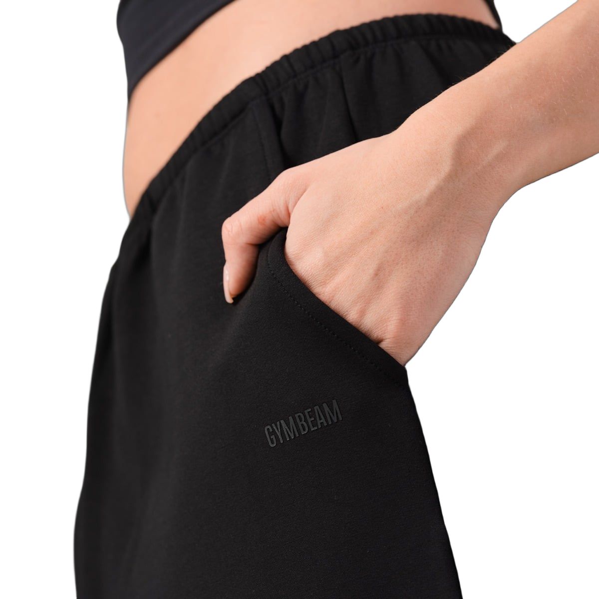 GymBeam Jogger Damen oversized mit Kordelzug und Taschen Black