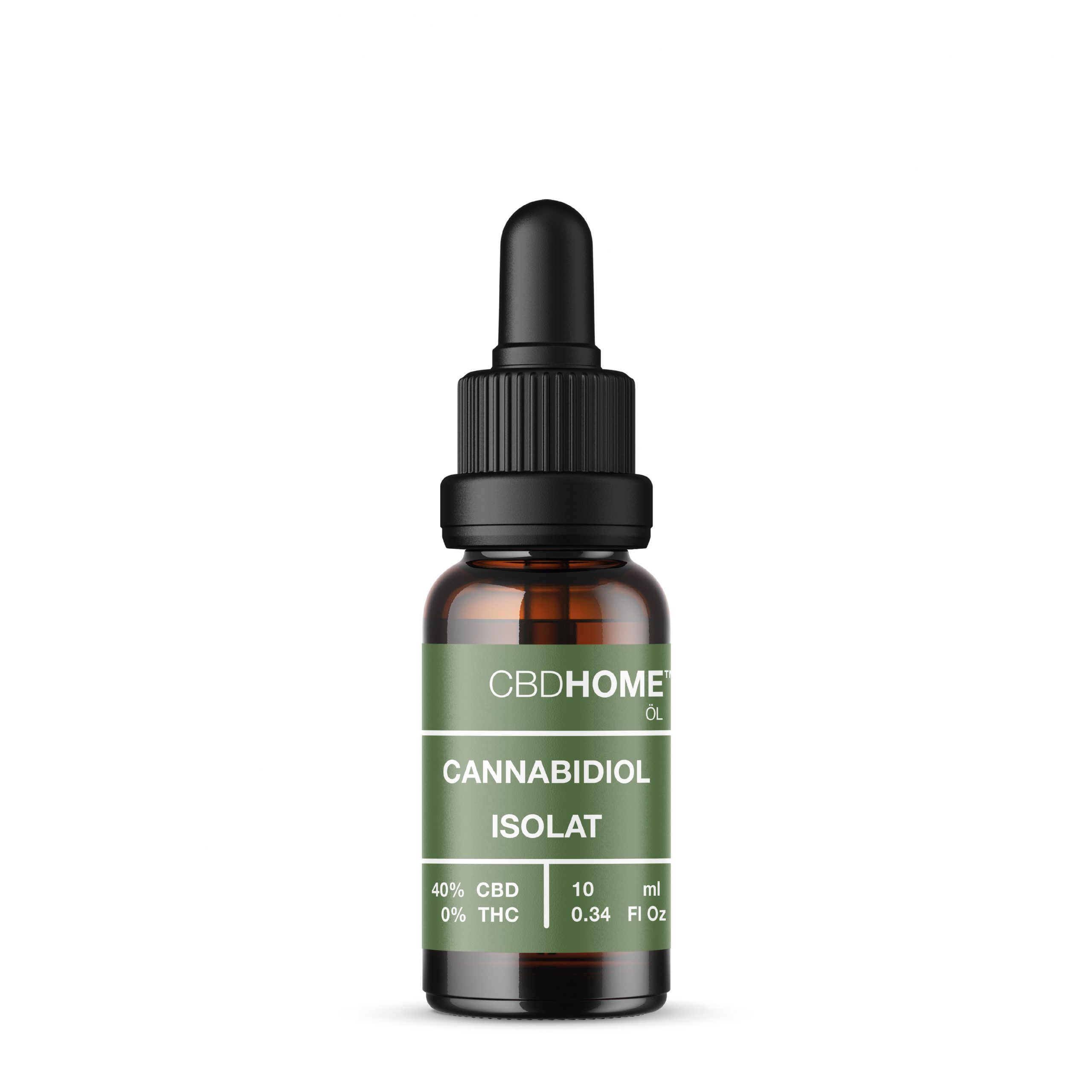 Flasche mit CBD Isolatöl und Pipette. 40% CBD, 10ml.