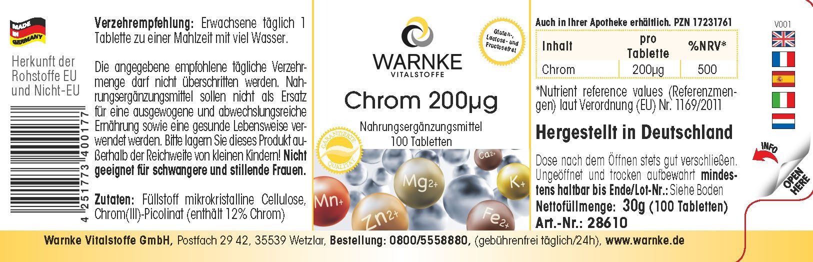Warnke Vitalstoffe | Chrom 200µg