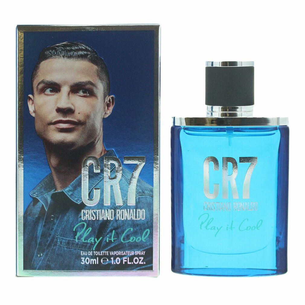 Cristiano Ronaldo CR7 Play It Cool Eau de Toilette Flakon, Kappe abgenommen.