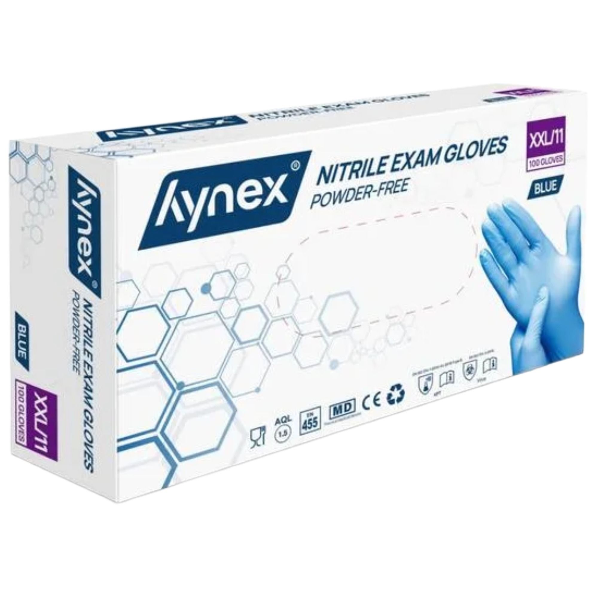 Hynex Nitrilhandschuhe blau puderfrei latexfrei Einweghandschuhe Größe XXL