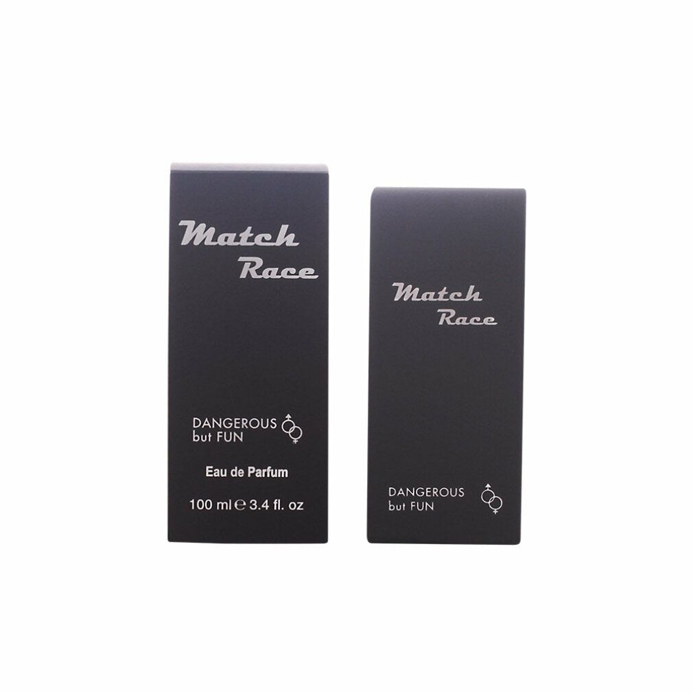 Zwei schwarze Kartons. Aufschrift "Match Race", "DANGEROUS but FUN", "Eau de Parfum", 100 ml.