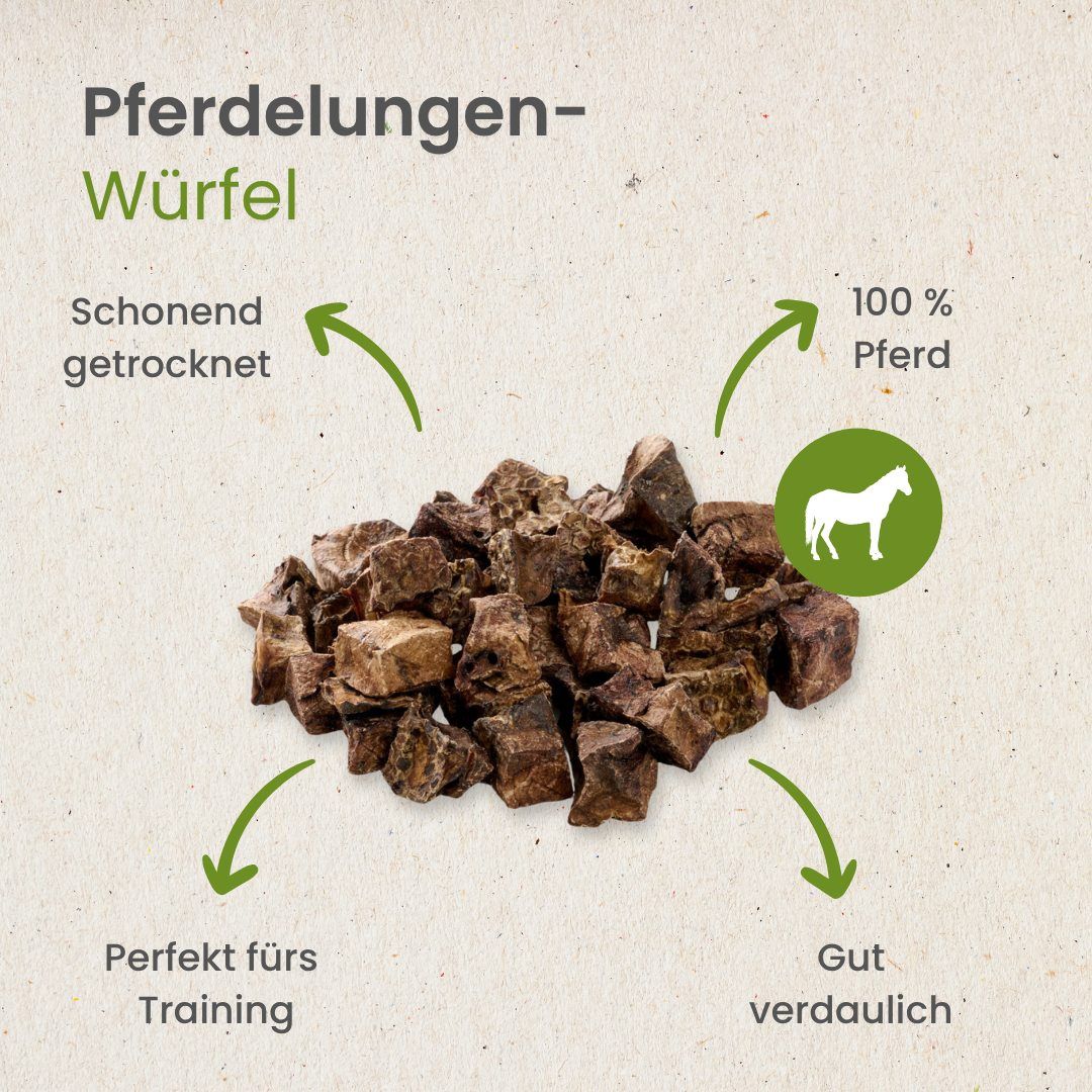 Pferdelungen-Würfel, schonend getrocknet, 100% Pferd.
