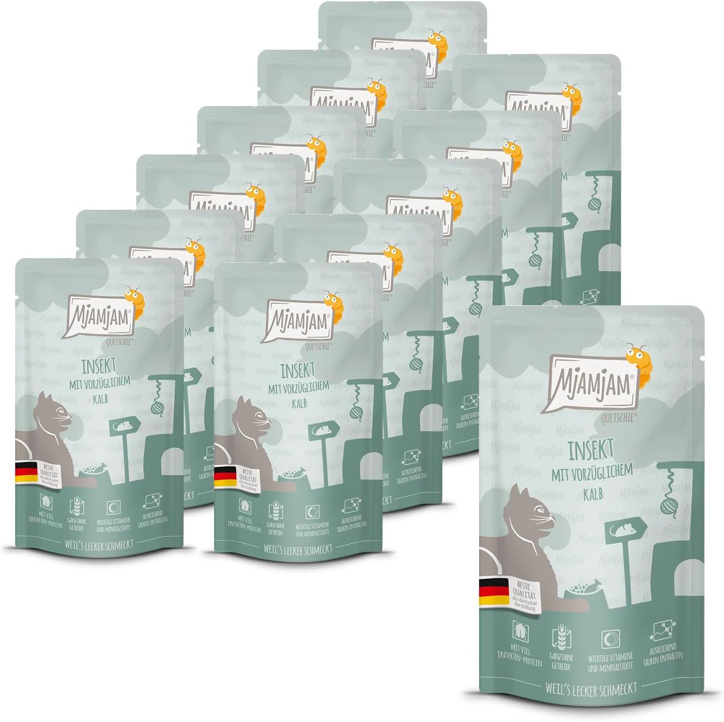 MjAMjAM - Quetschie Insekt mit vorzüglichem Kalb 12x125 g Futter