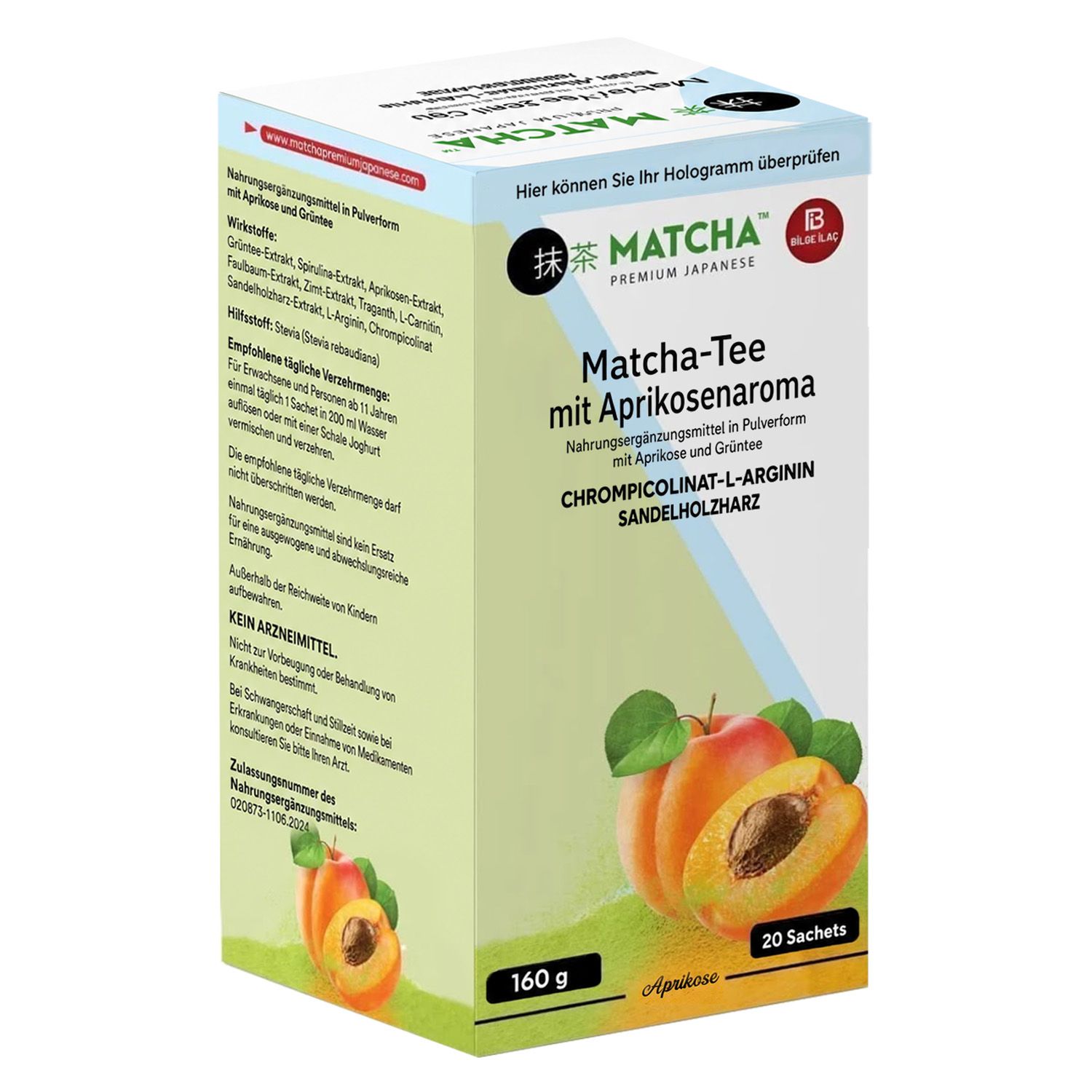 Bilge İlaç Matcha Tee mit Aprikosenaroma