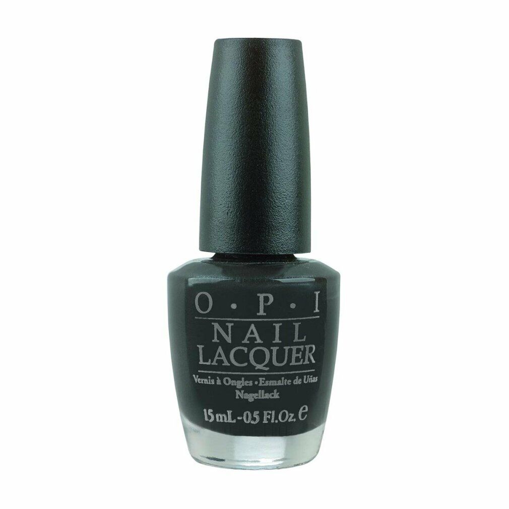 O.P.I Nagellack-Fläschchen, schwarz. Aufschrift: O.P.I NAIL LACQUER. Volumen: 15 ml - 0.5 Fl. Oz.