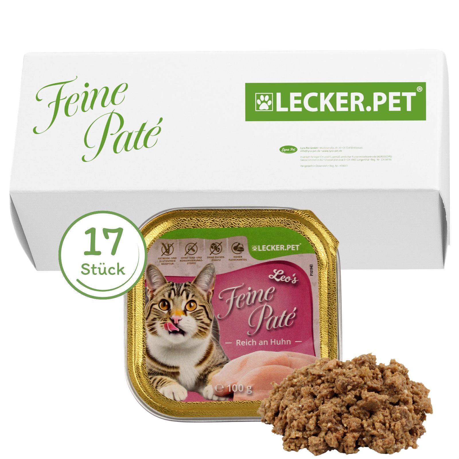 Lecker.Pet® Leo's Feine Paté Reich an Huhn Katzenfutter Nassfutter Vollnahrung 1,7 kg Nicht relevant