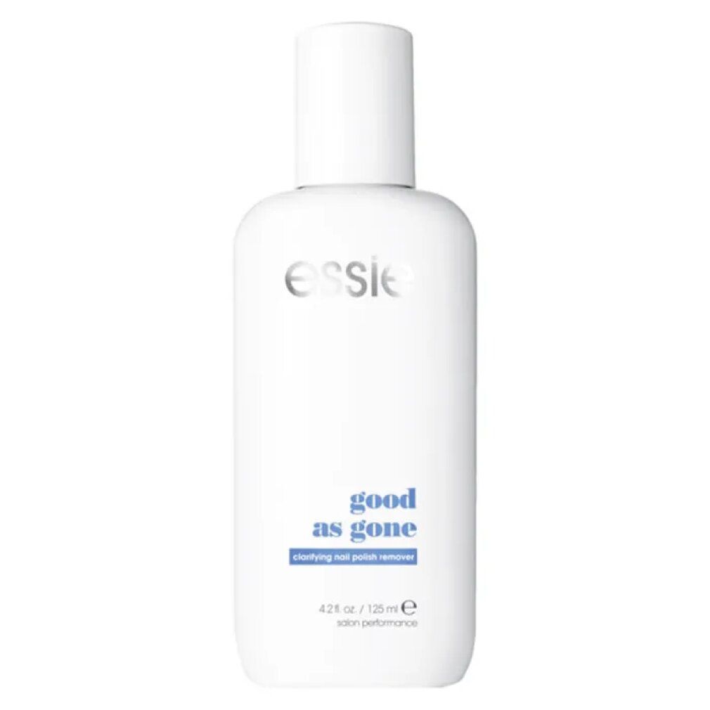 Weiße Flasche mit Essie-Logo und Aufschrift "good as gone". Enthält 125ml Nagellackentferner. Salon-Performance.