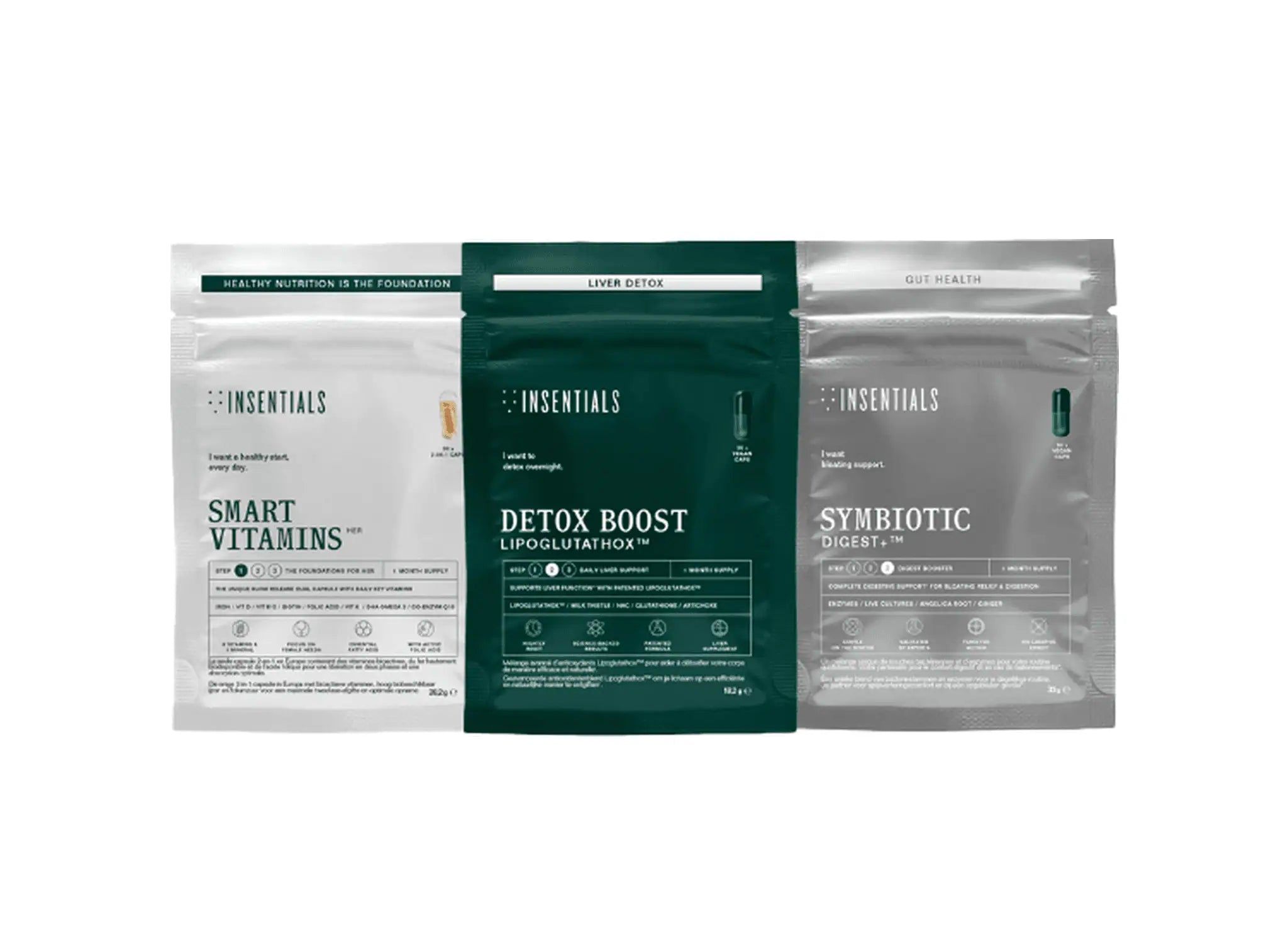 Insentials - Smart Gut Liver Pack - routine 3 in 1 per la digestione, il supporto del fegato e la