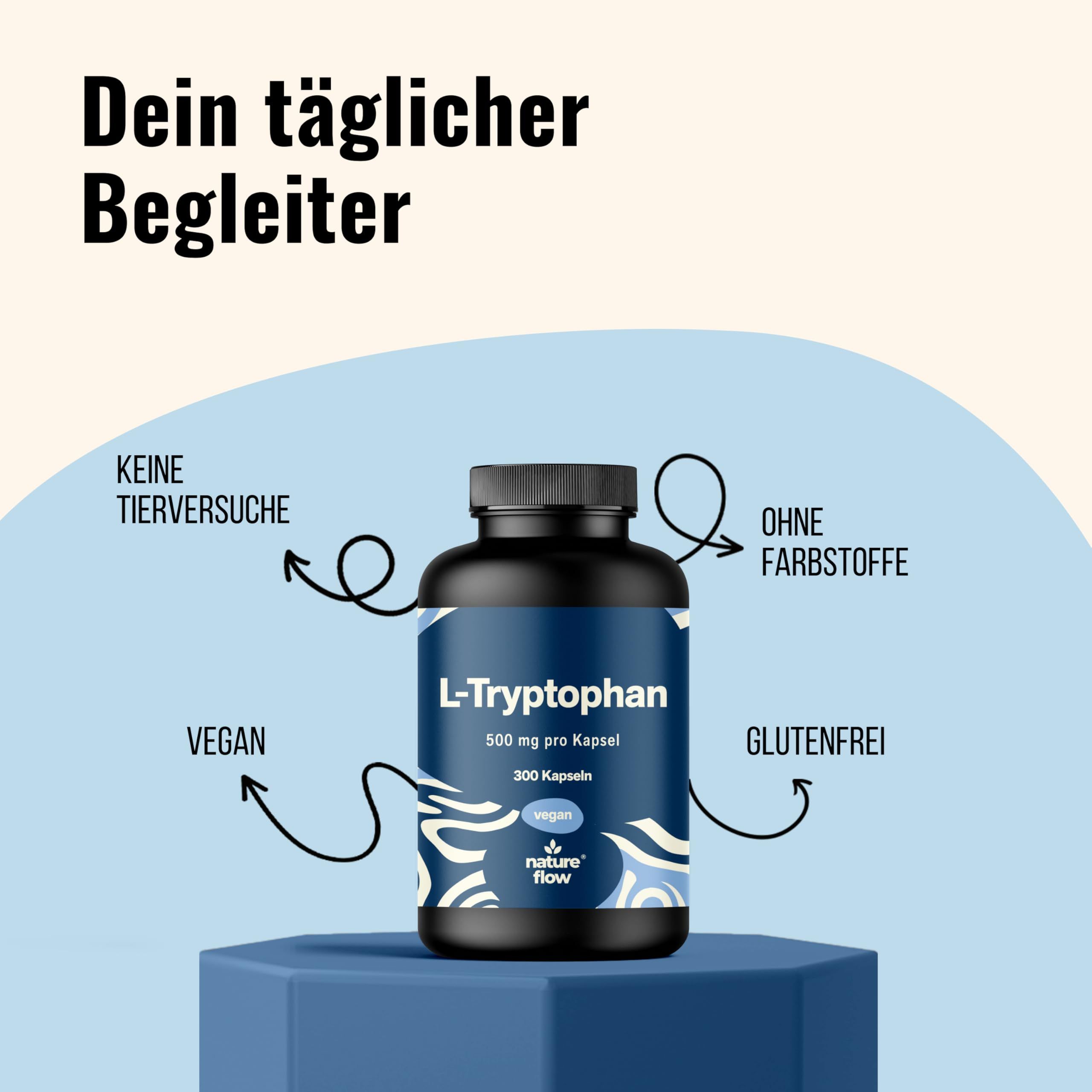 L-Tryptophan Hochdosiert - 300 Kapseln - Langzeitvorrat - Nature Flow