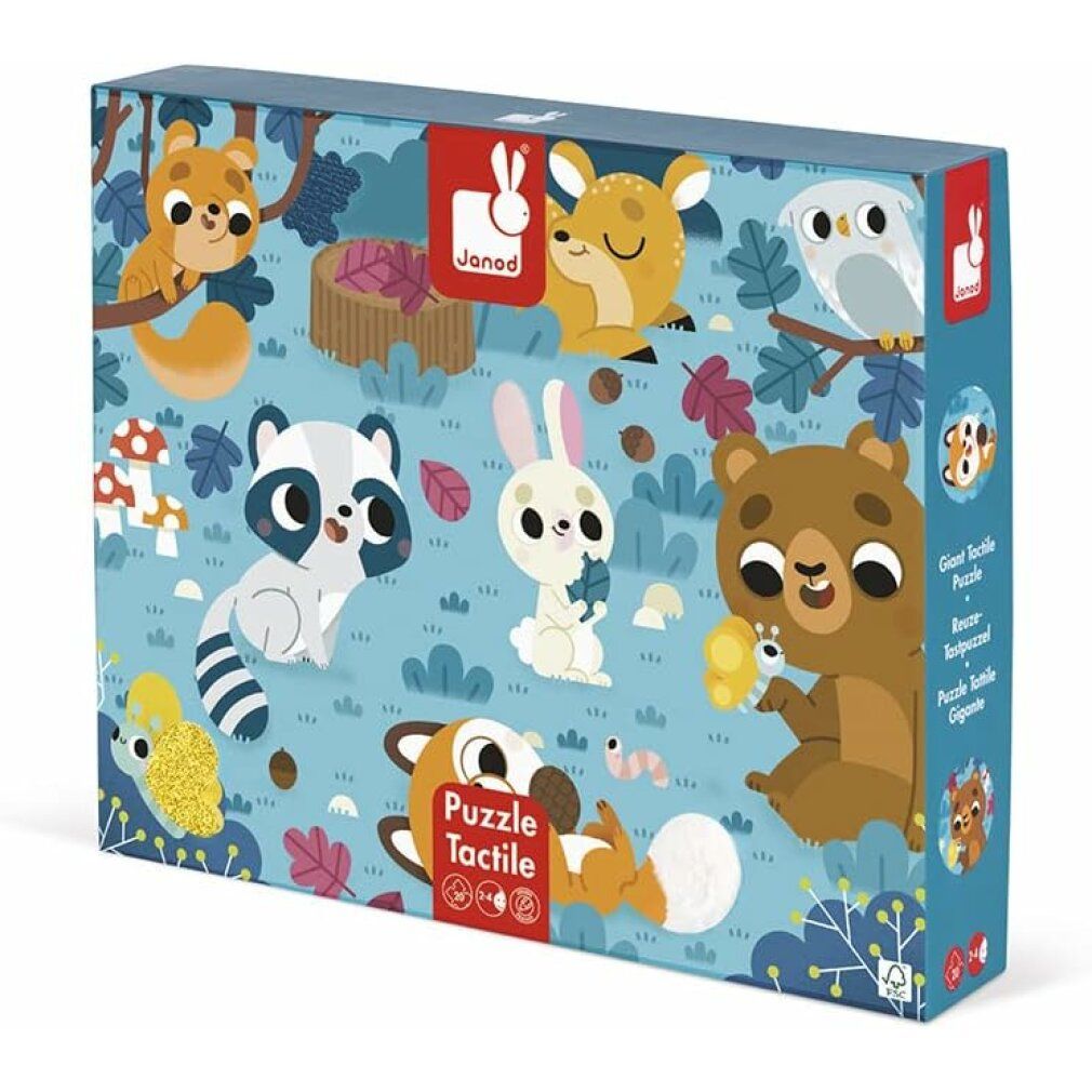 Janod Puzzle Tattile Gli Animali Della Foresta - 20 Pezzi - Immagine 3