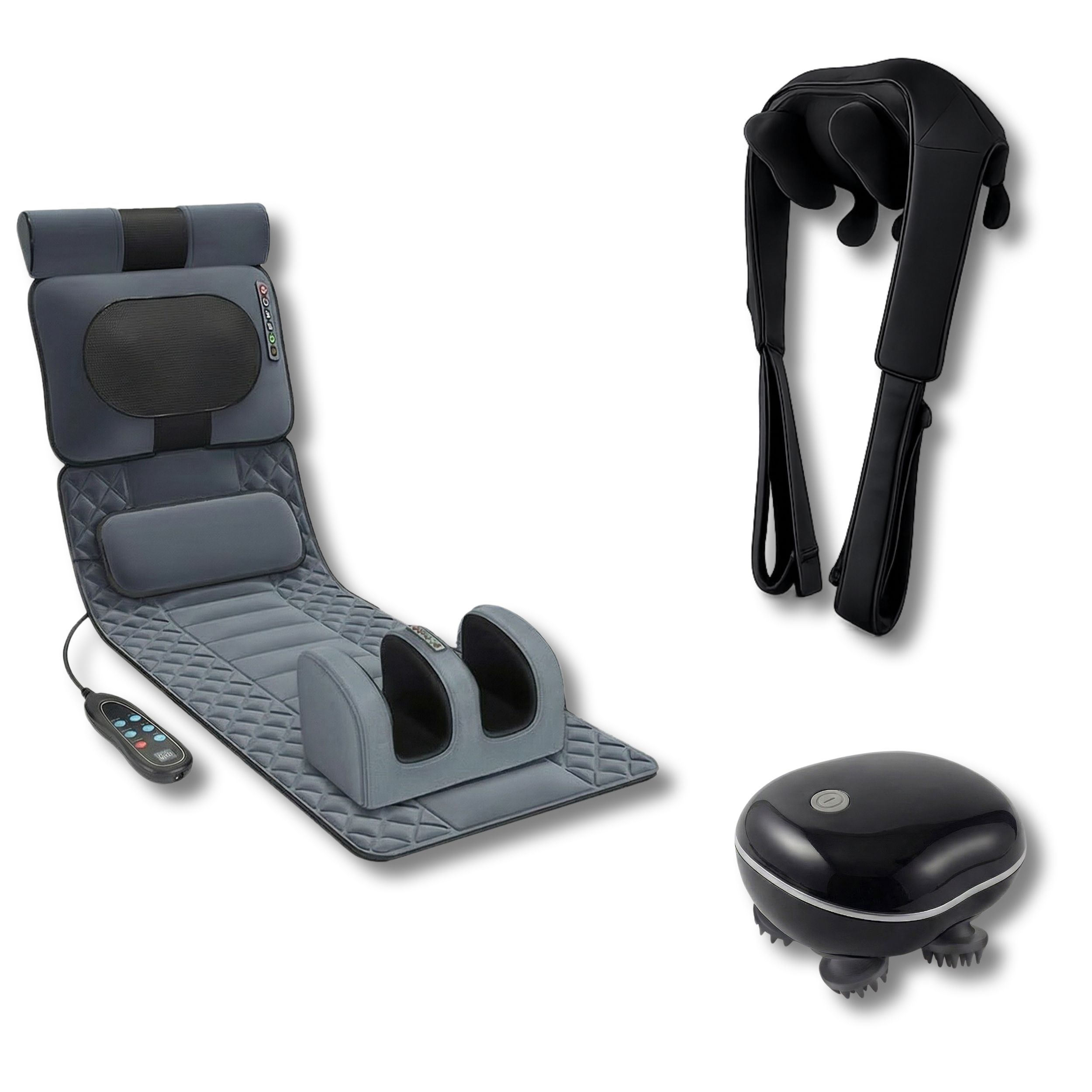 Pro-Komplett-Massagebox – Massagematte, Beheiztes Shiatsu & 3D-Körpermassager 100x100 cm