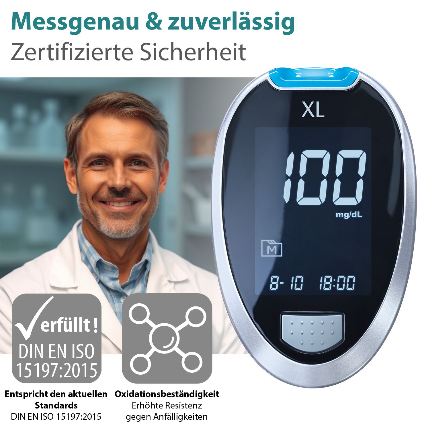 GlucoCheck XL Blutzuckerteststreifen, 100 Stück