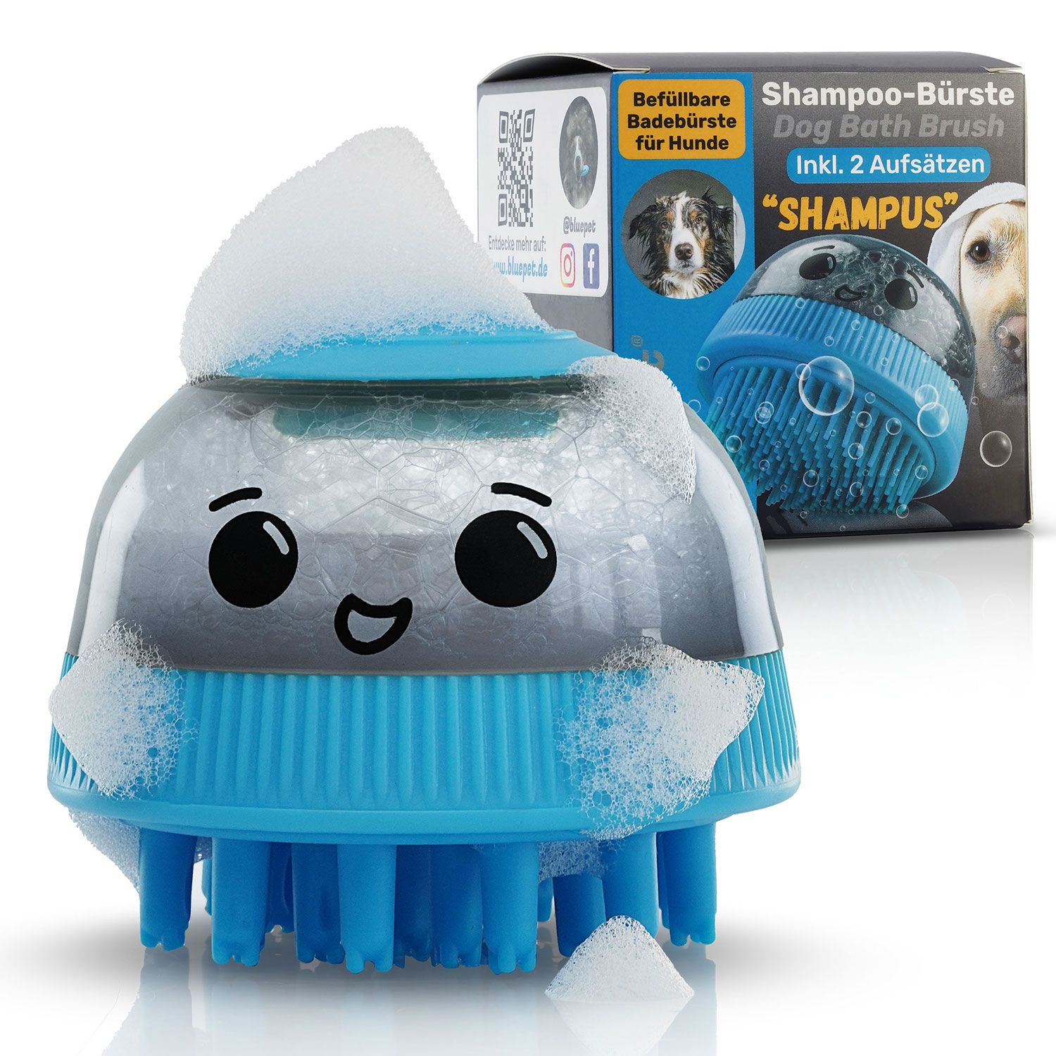 BluePet Befüllbare Badebürste für Hundeshampoo