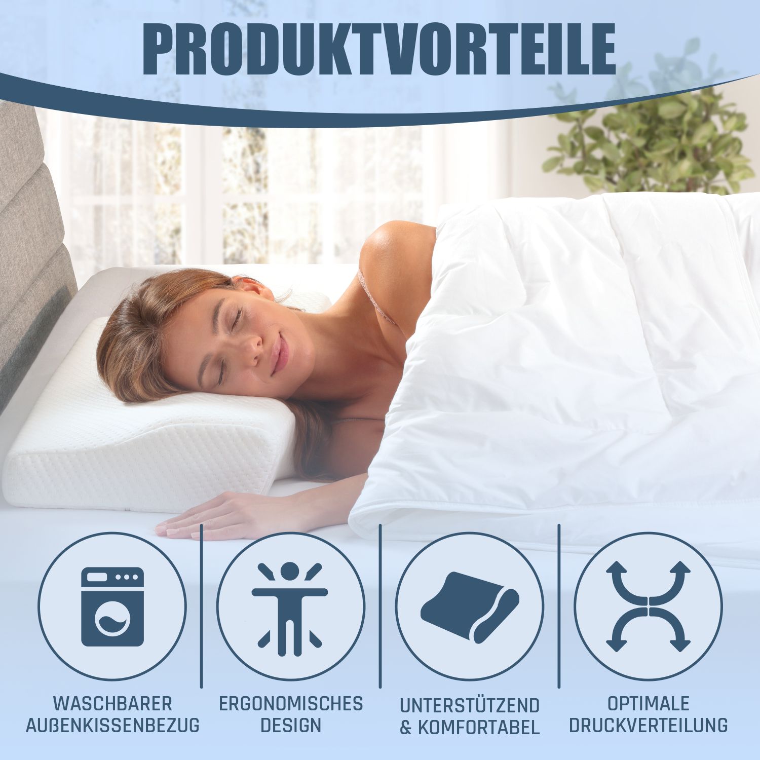 Bestschlaf Memory Foam Kissen Nackenkissen 60x35cm orthopädisches Kissen für optimale Unterstützung