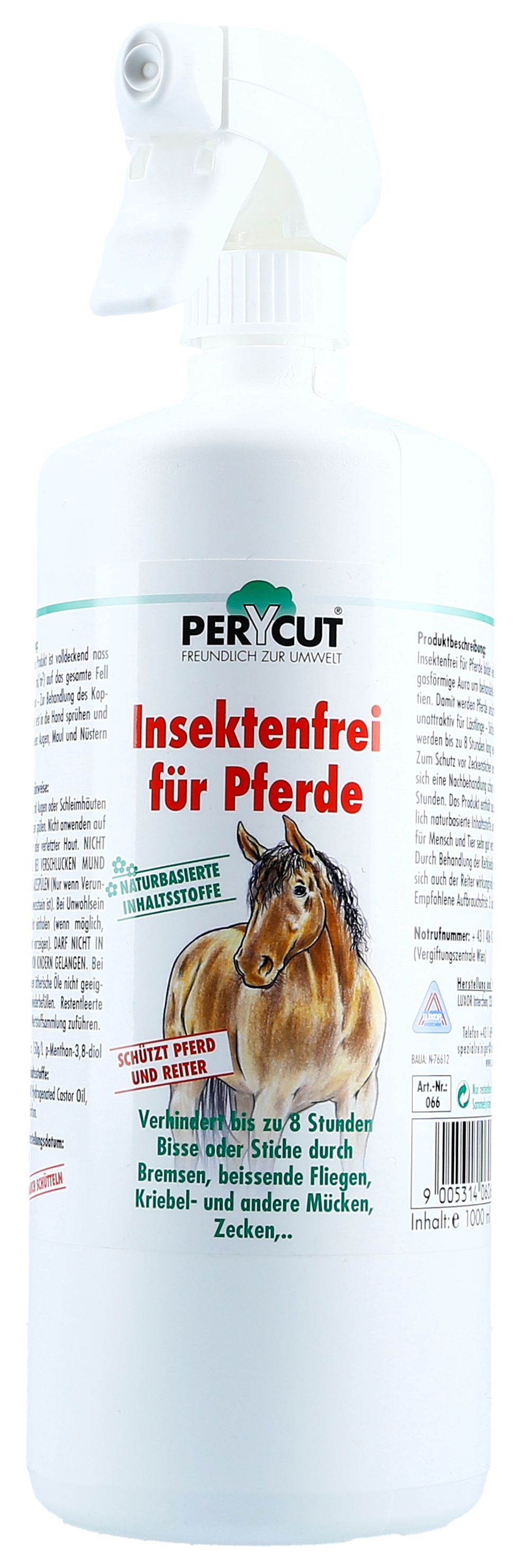 Perycut Insektenfrei für Pferde – zuverlässiger Schutz vor lästigen Insekten 1000 ml Sprühflasche