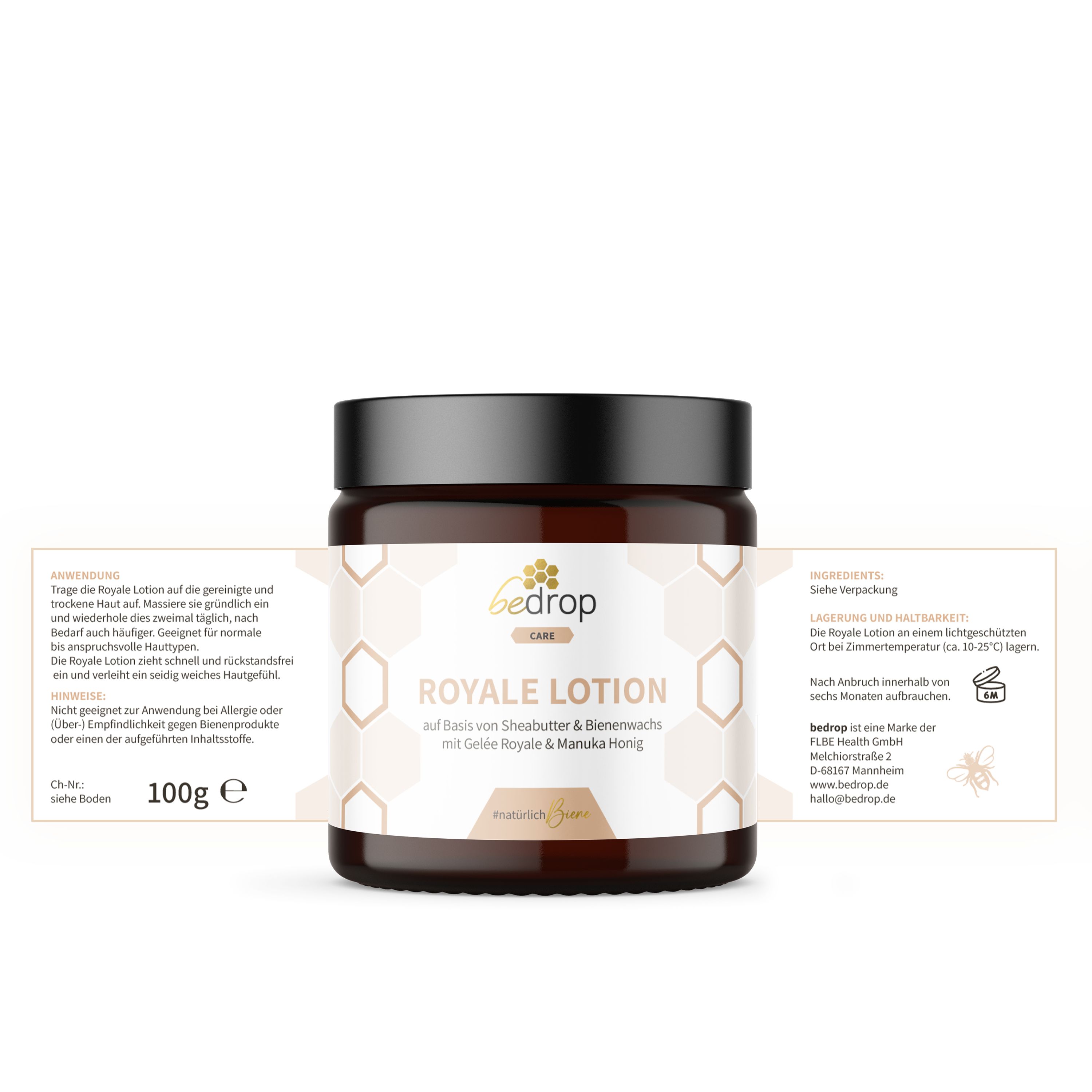 bedrop Royale Lotion Bodylotion mit Gelée Royale, Sheabutter und Manuka Honig