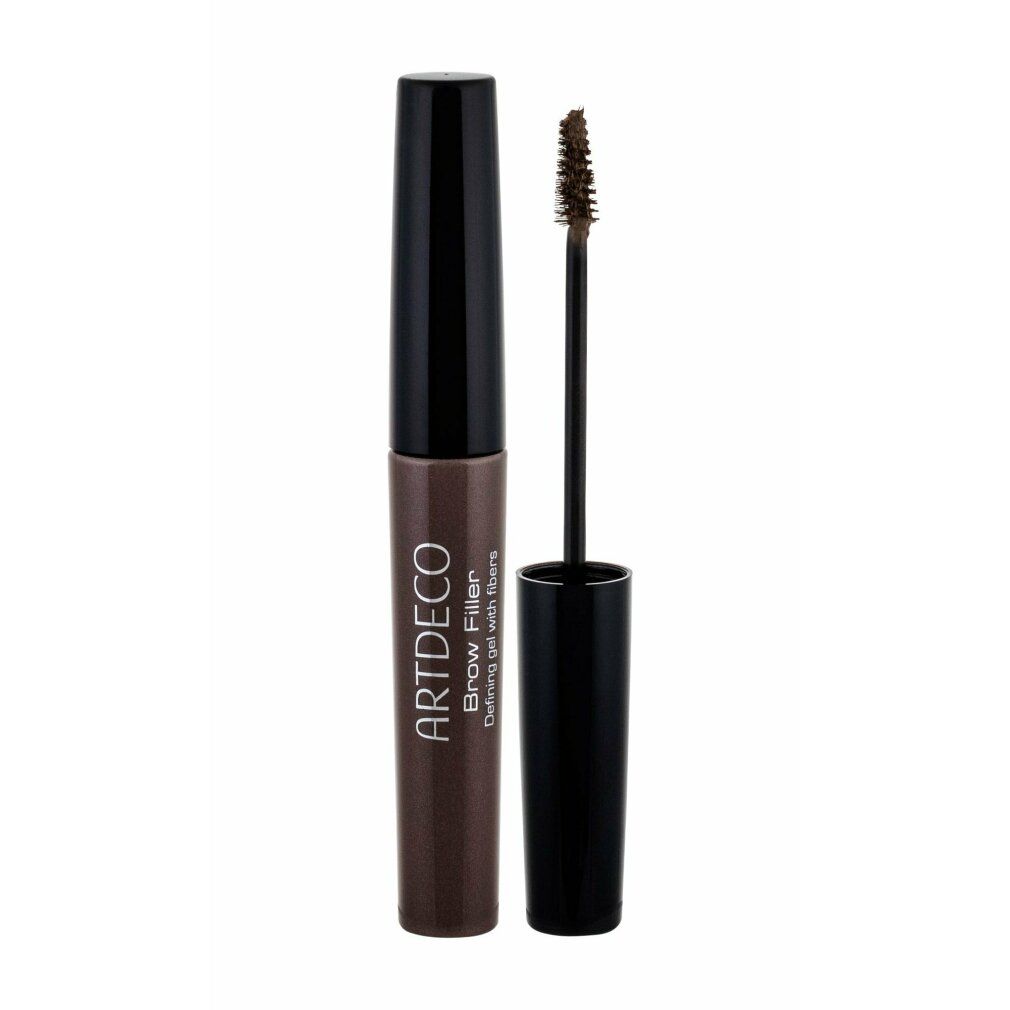Artdeco Brow Filler. Braune Mascara-Tube mit schwarzem Deckel und Bürste. Text: Defining gel with fibers.