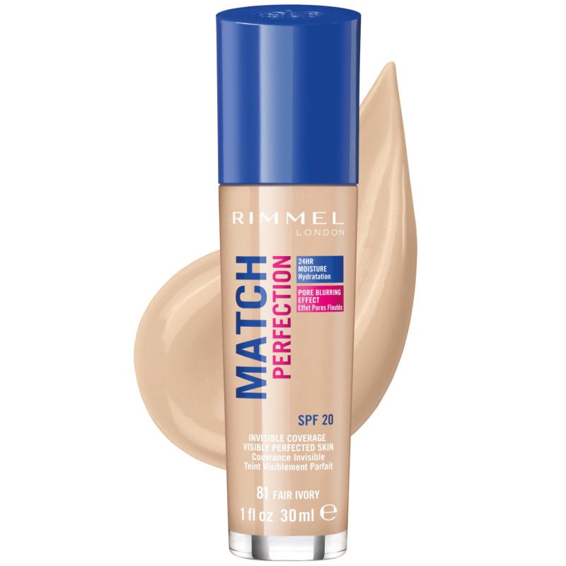Rimmel Match Perfection Foundation Flasche, Farbton 81 Fair Ivory.