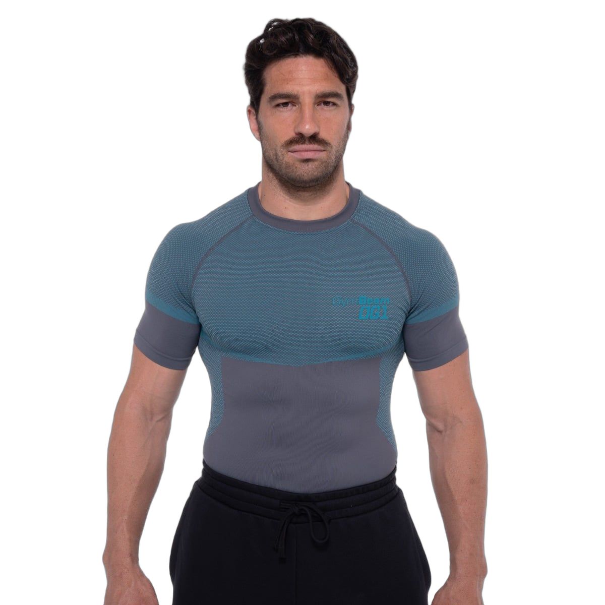 GymBeam OG1 Seamless T-Shirt Herren Slim Grey/Blue Kurzarm 1 St