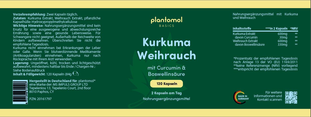 plantomol® Basics - Kurkuma Weihrauch-Kapseln