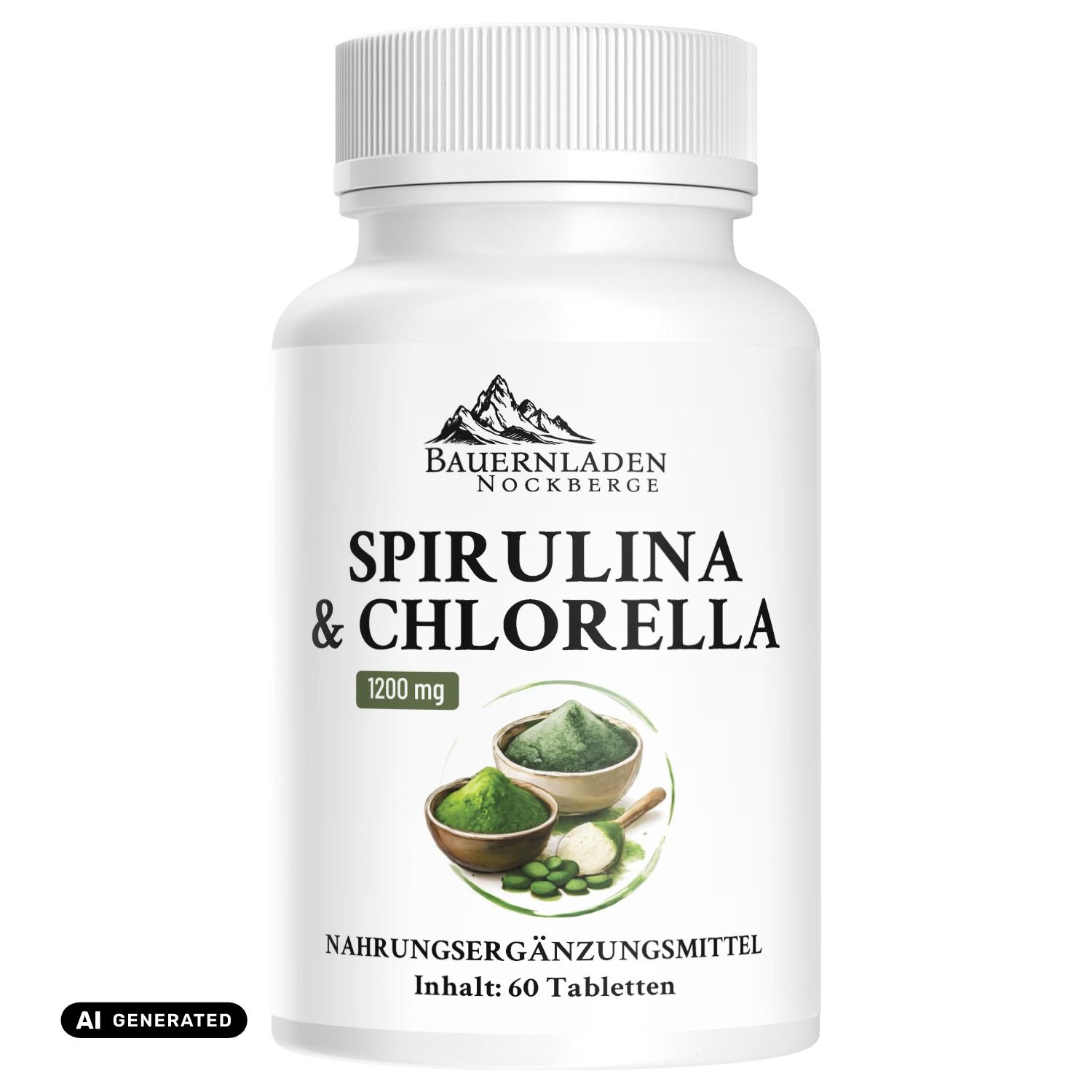 Bauernladen Nockberge | Spirulina/Clorella 2000 mg | Ciclo di 10 Giorni