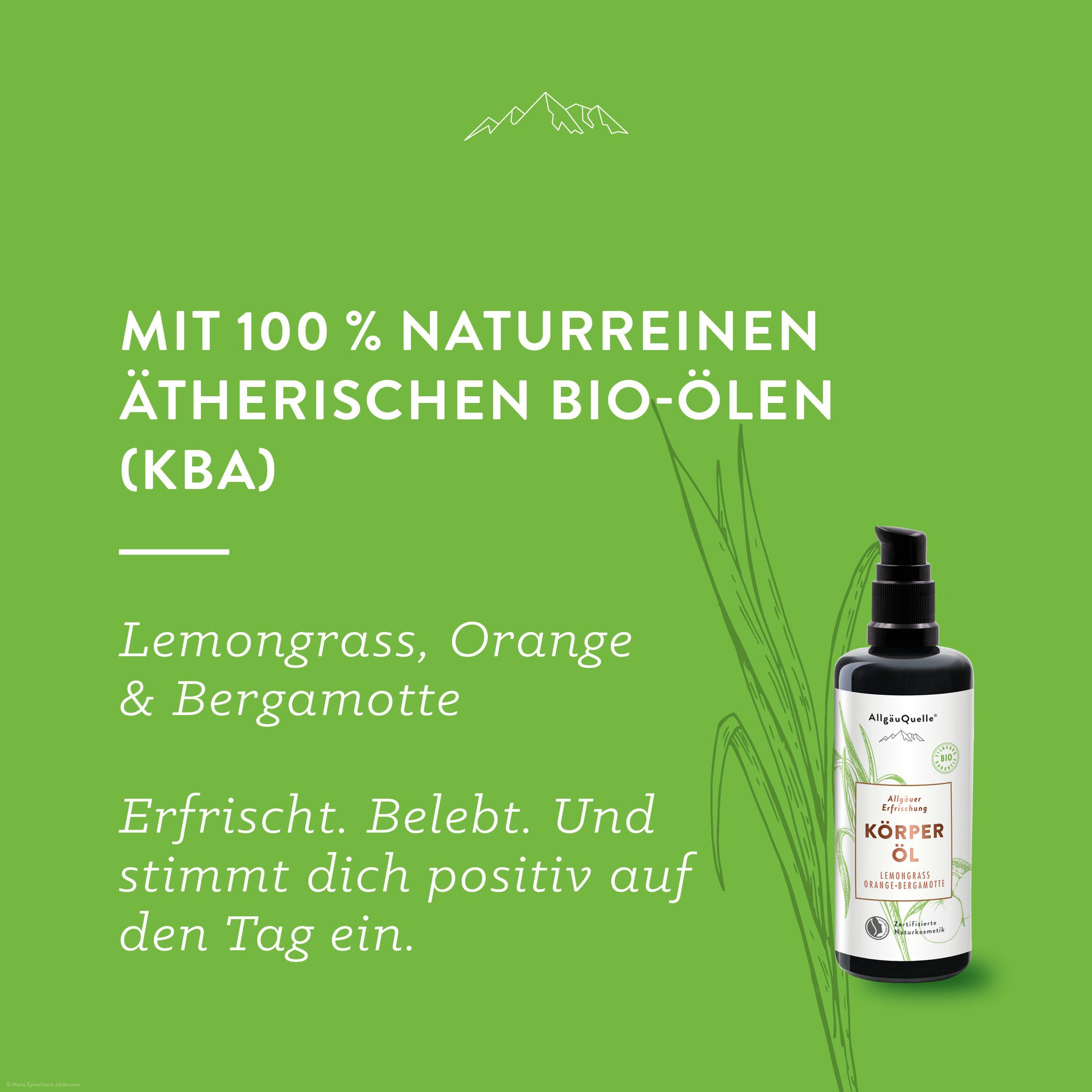 Allgäuquelle Bio Körperöl Bodylotion Lemongrass Jojoba, Avocado Allgäuer Erfrischung