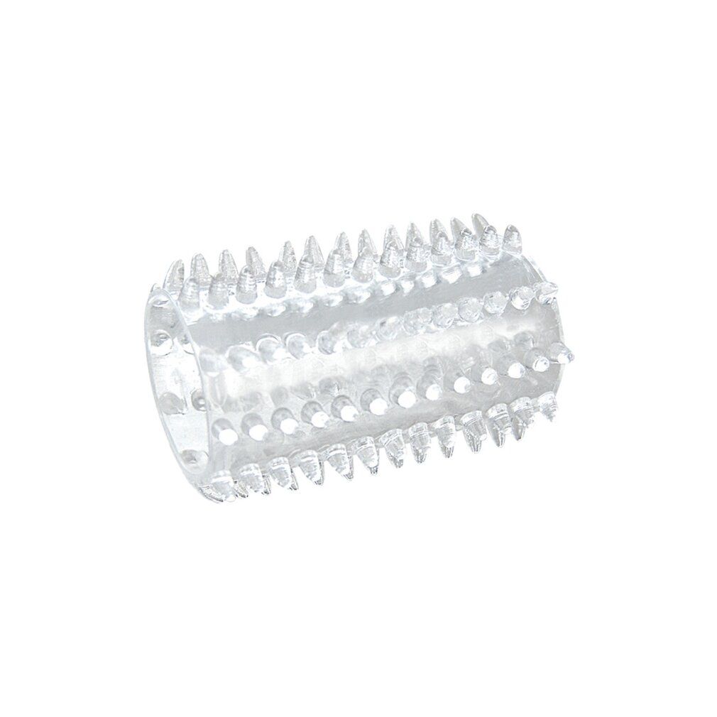 Transparentes EXTASYring mit Noppenstruktur.