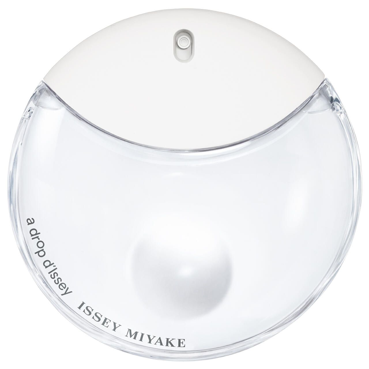 Runder Flakon mit weißem Deckel. Auf dem Flakon steht "a drop d'Issey" und "Issey Miyake".