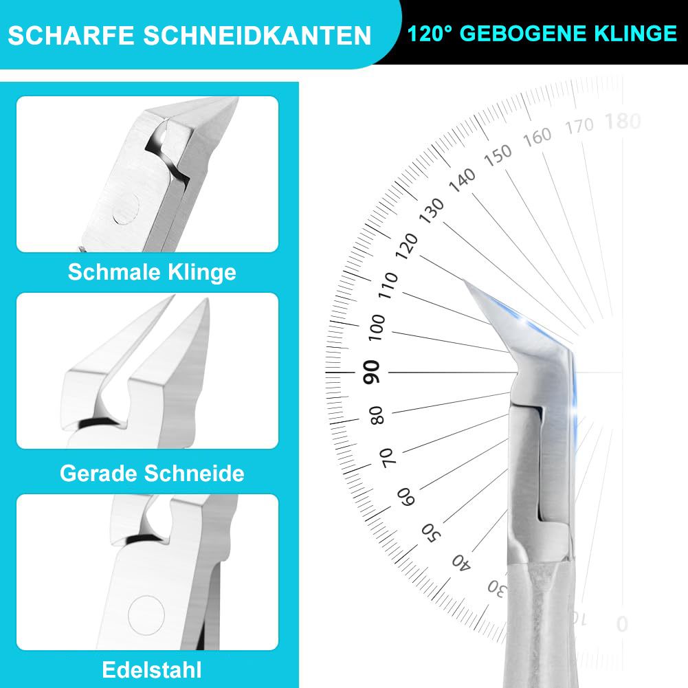 COOL-i Profi Nagelzange aus Edelstahl, Präzisions Fußnagelschere mit rutschfestem Griff