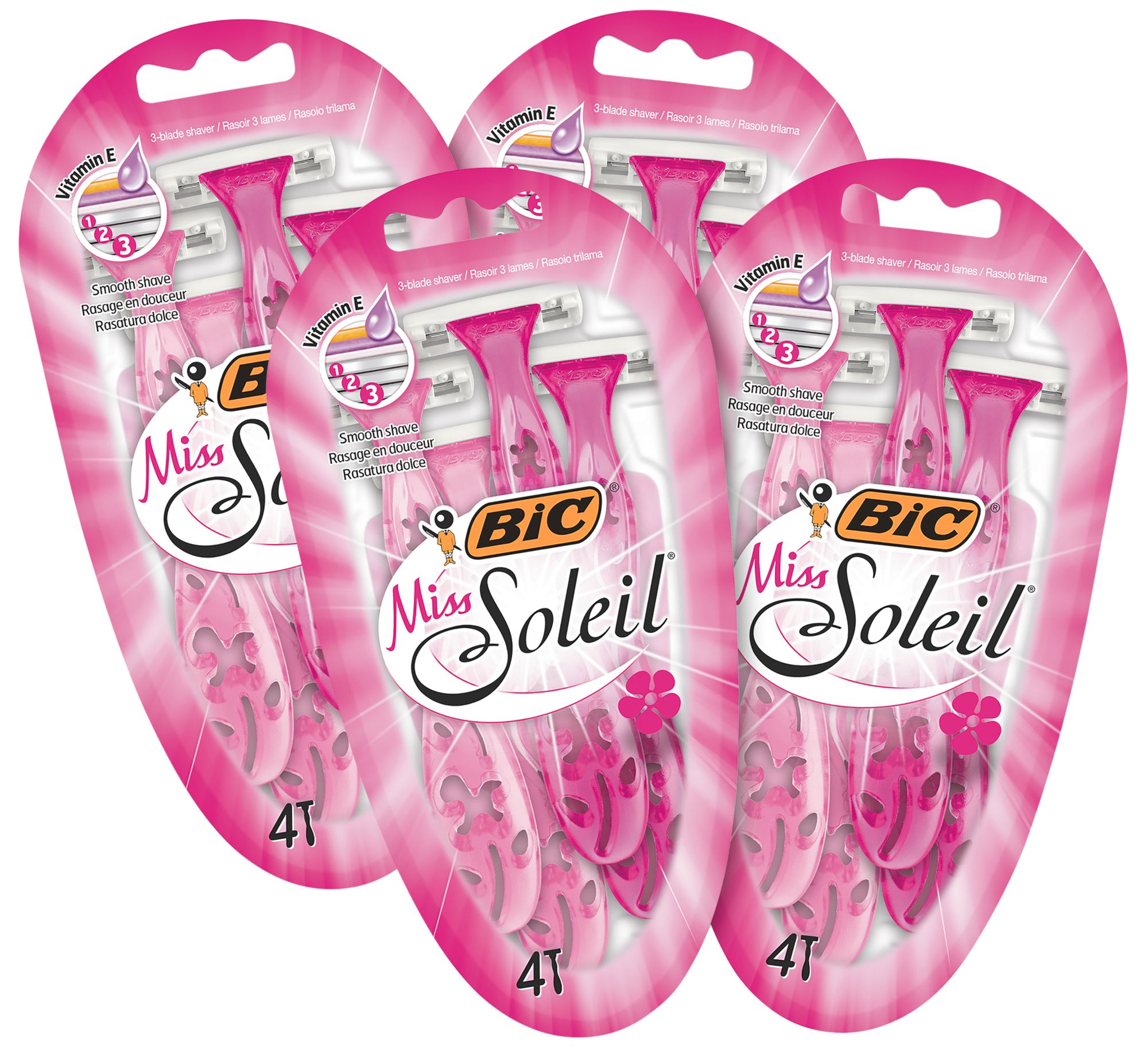 BIC Miss Soleil Rasierer Damen, Einwegrasierer mit je 3 Klingen, mit Vitamin E