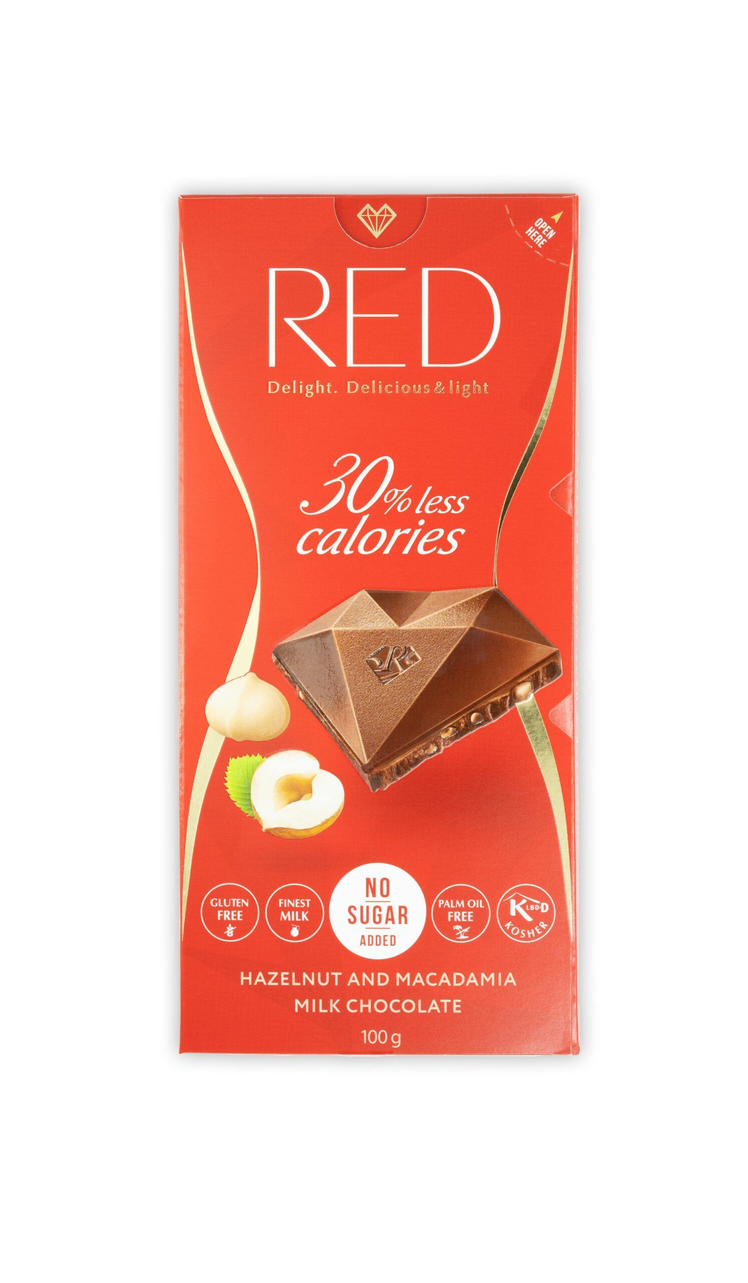 RED Hazelnut and Macadamia Milk Chocolate 0,1 kg - Shop Apotheke