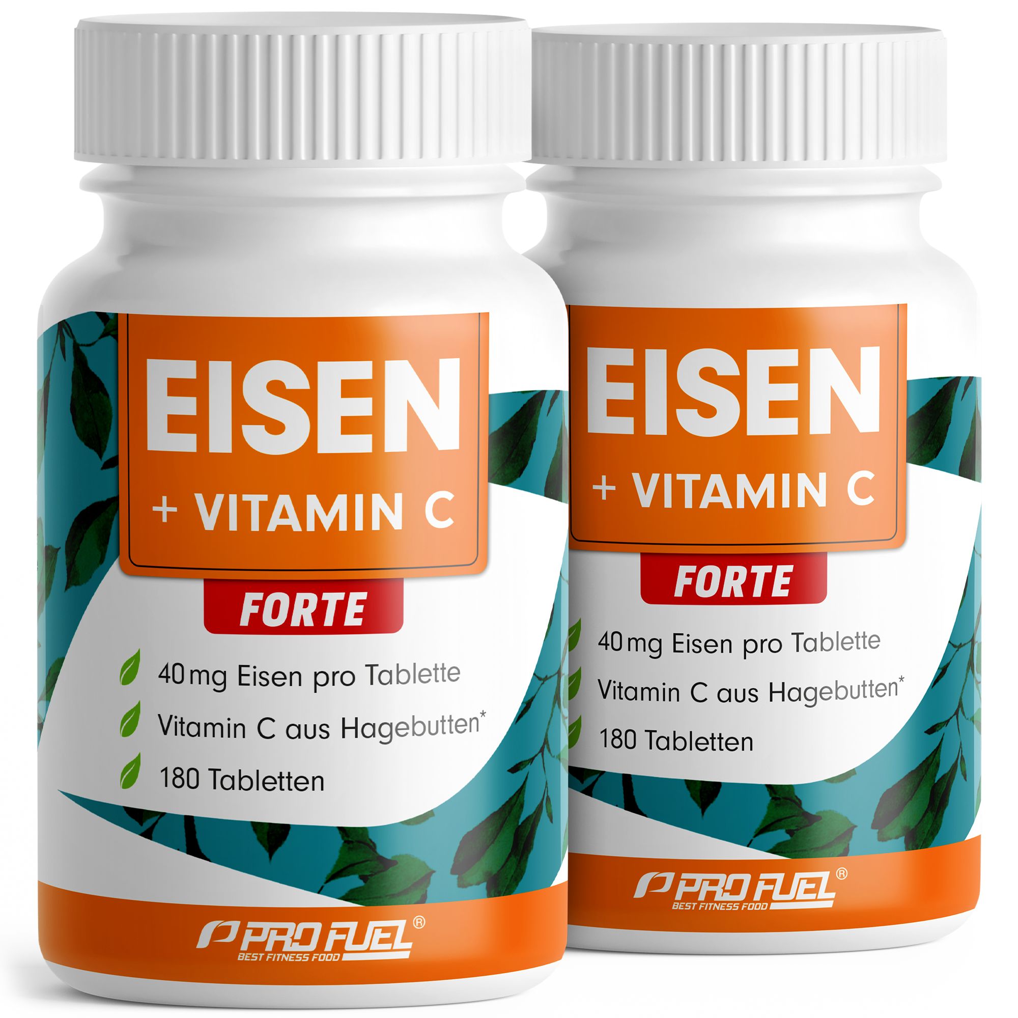 ProFuel - EISEN Tabletten mit natürlichem Vitamin C, 40mg Eisen & 40mg Vitamin C - 360 Kapseln