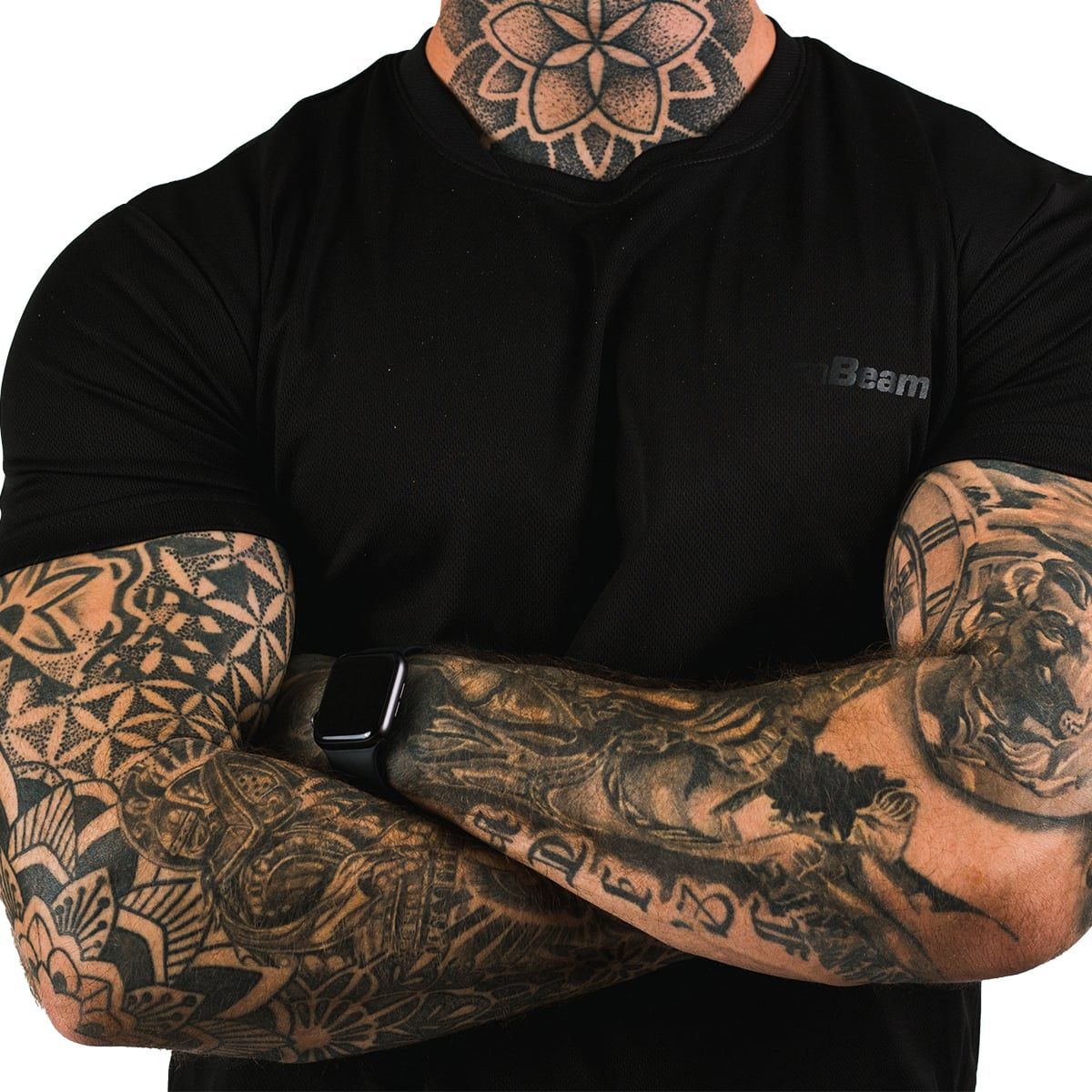 GymBeam T-Shirt Herren regular Kurzarm aus Polyester Schwarz TRN