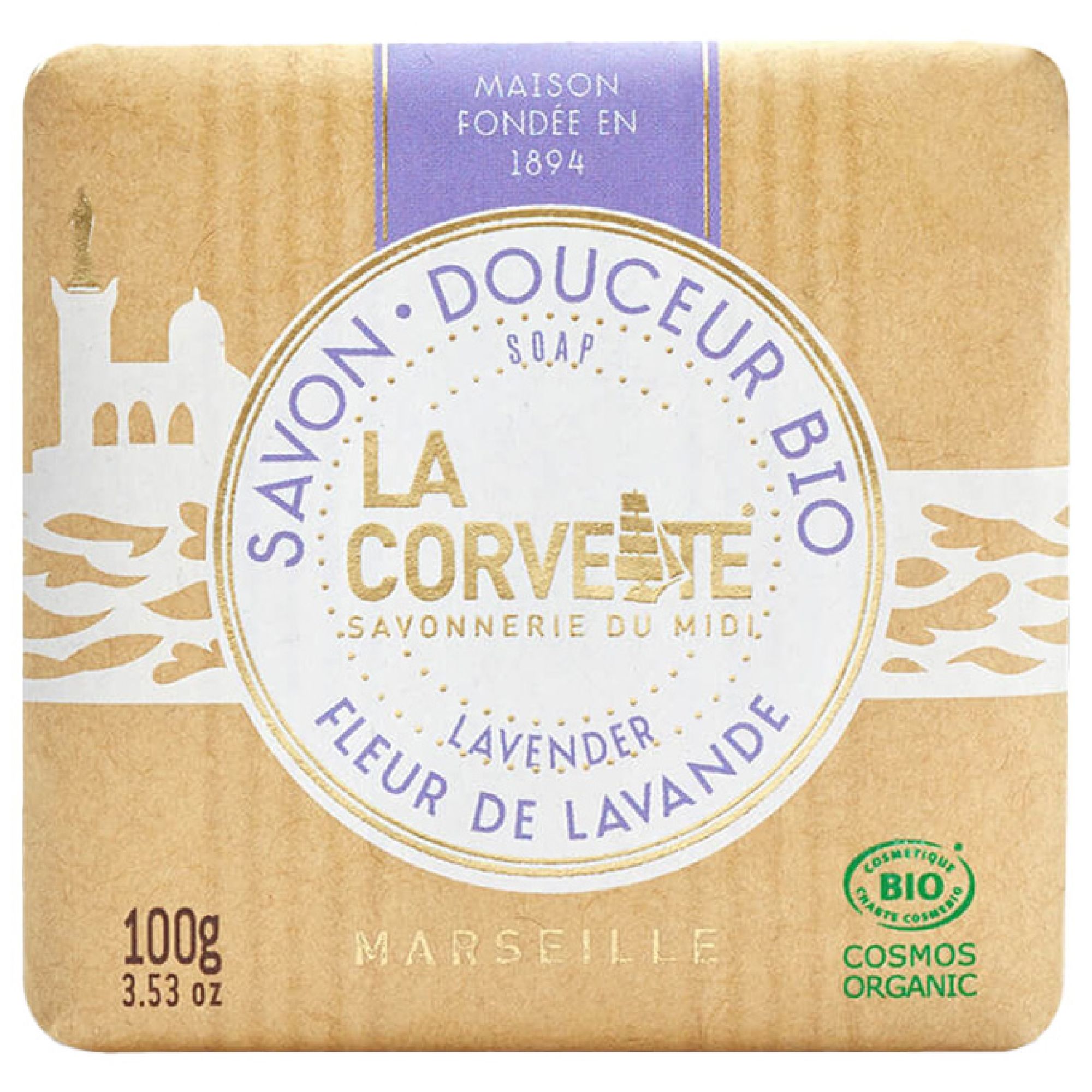 La Corvette Sanfte Bio-Lavendelblüten-Seife 6x3x6 cm