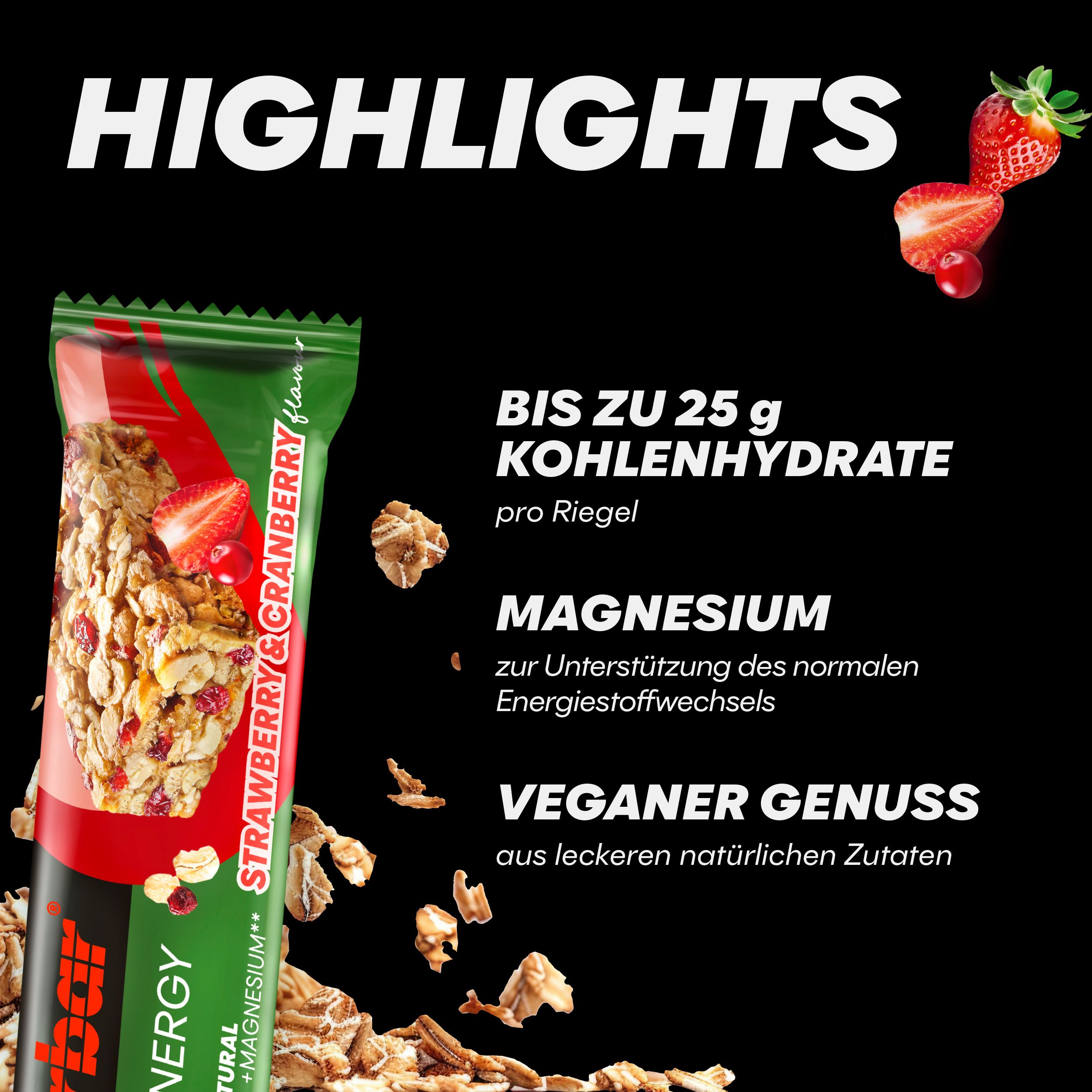 POWERBAR Natural Energy Strawberry Cranberry veganer Kohlenhydrat Riegel