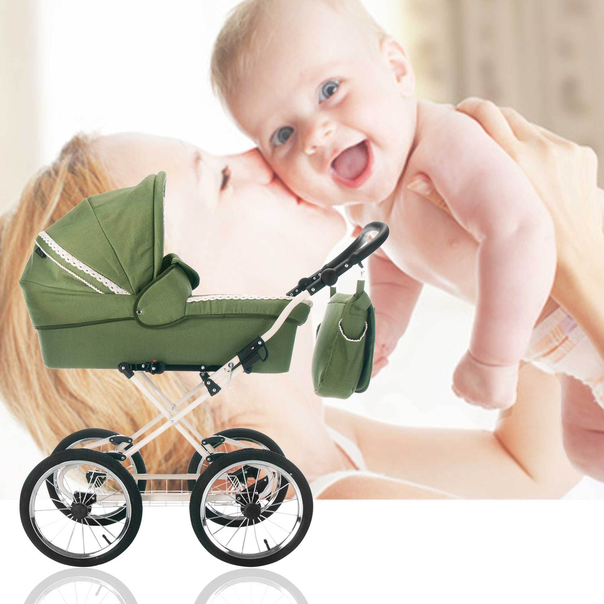 Friedrich Hugo Natureline Uni 2 in 1 Kinderwagen Öko Nostalgie Kinderwagen, Catherine Forrest Silver