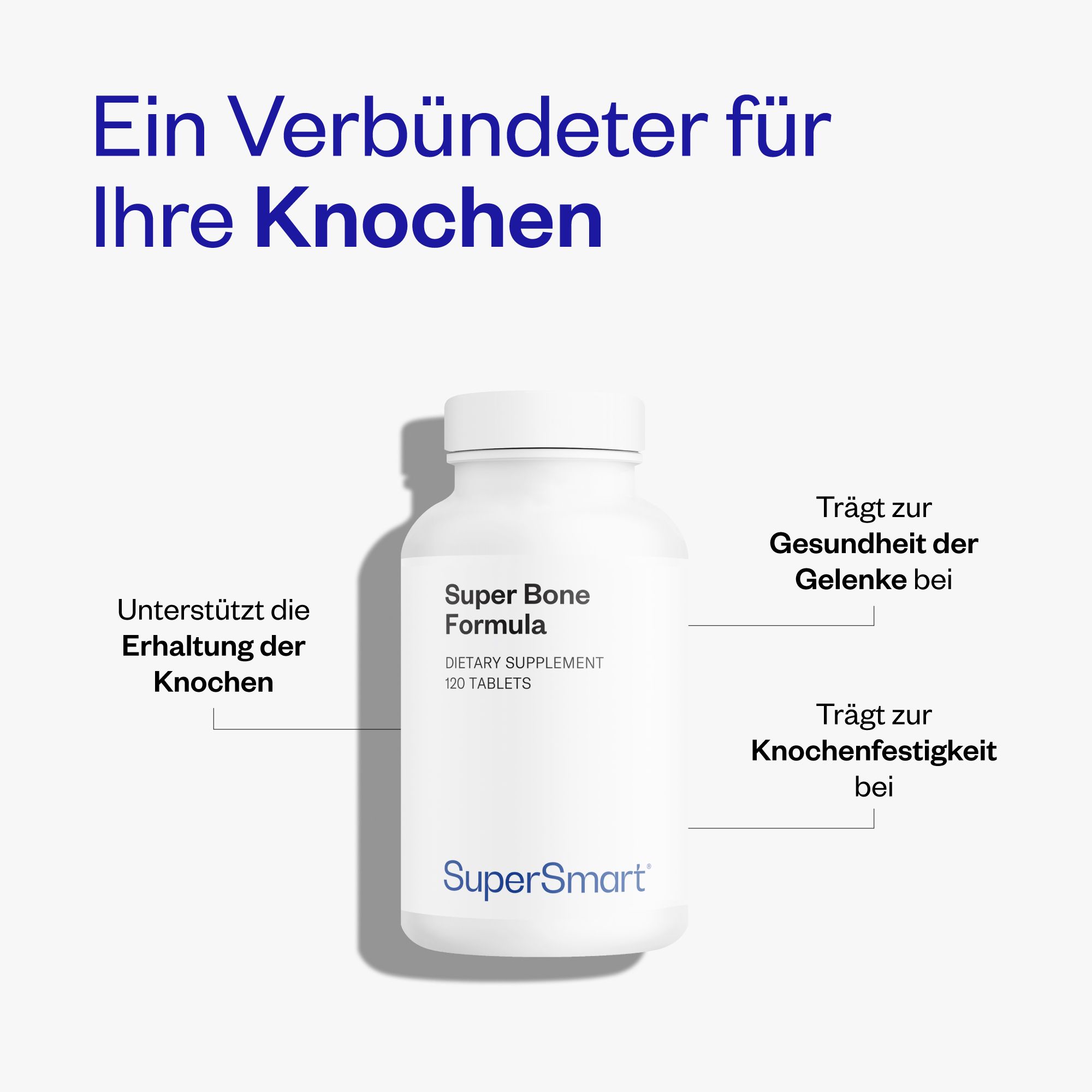 Super Bone Formula - Reich an Kalzium, Zink, Magnesium und den Vitaminen D3, K2 - SuperSmart