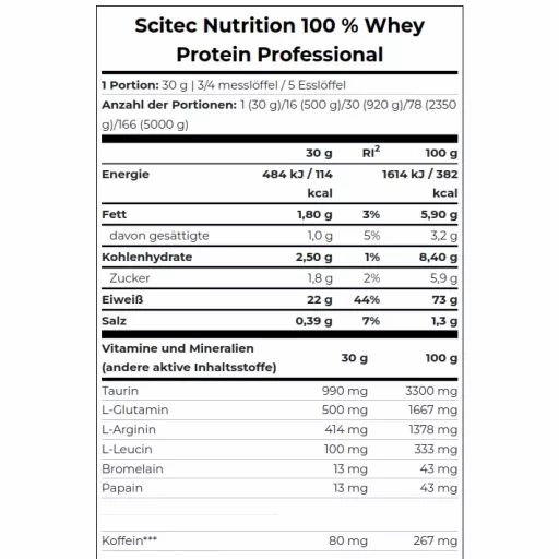 Scitec 100% Whey Protein Professional - Erdbeere 1 kg Pulver zur Herstellung einer Lösung zum Einnehmen