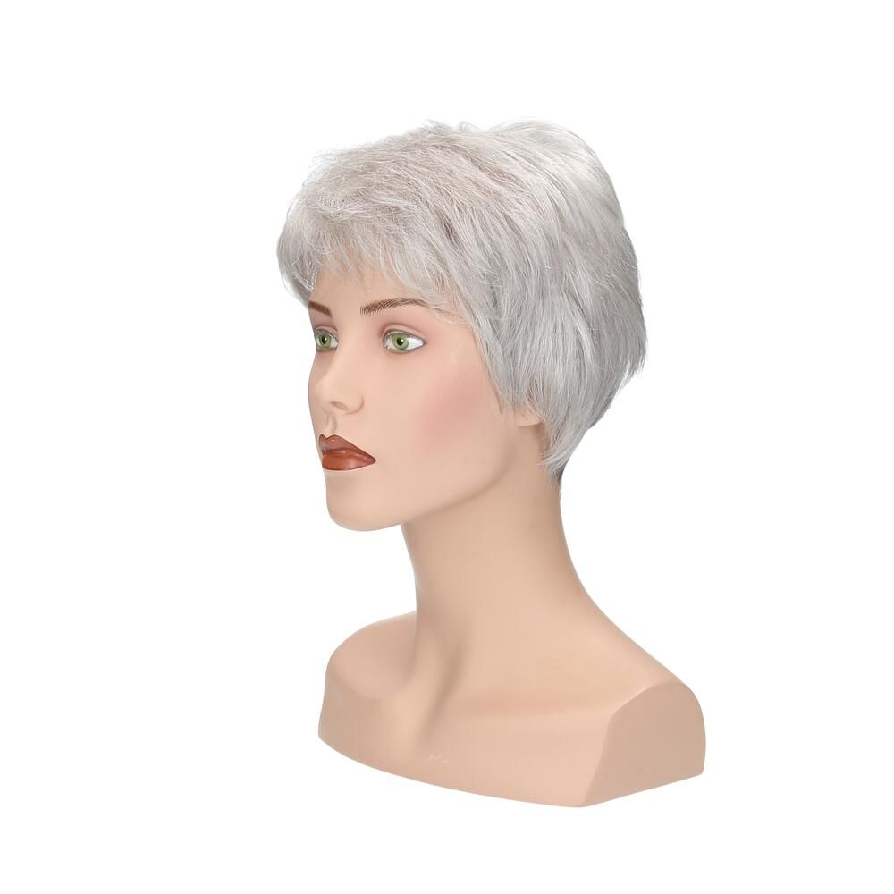 Perücke Lima von degenhardt, graues Haar, kurze Frisur, auf einer Büste. Seitenansicht.
