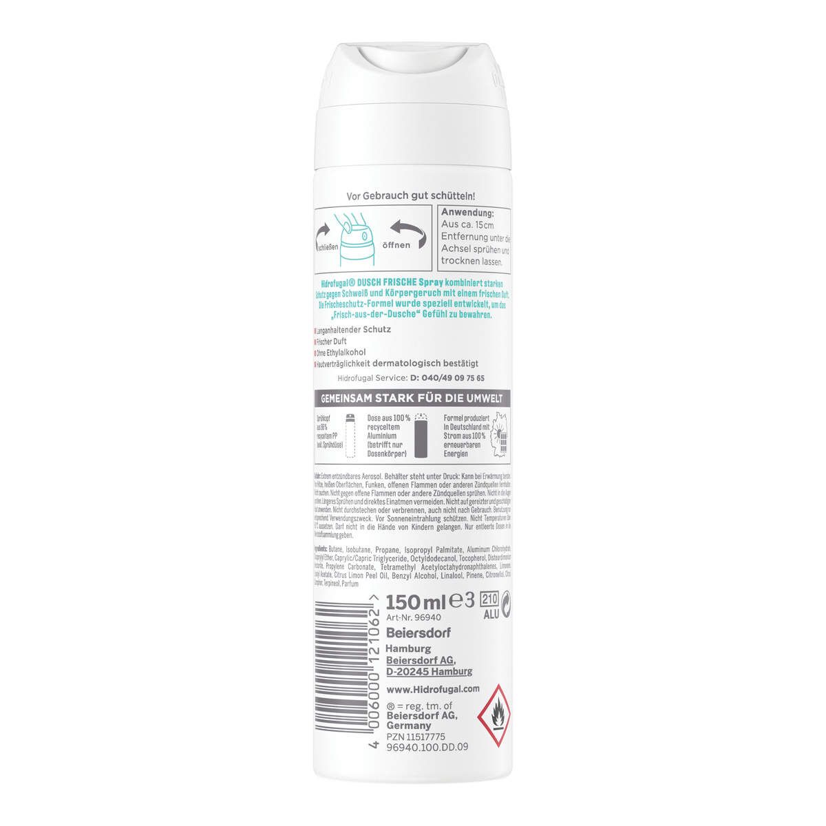 HIDROFUGAL Deo Spray DUSCH FRISCHE Starker Anti-Transpirant Schutz