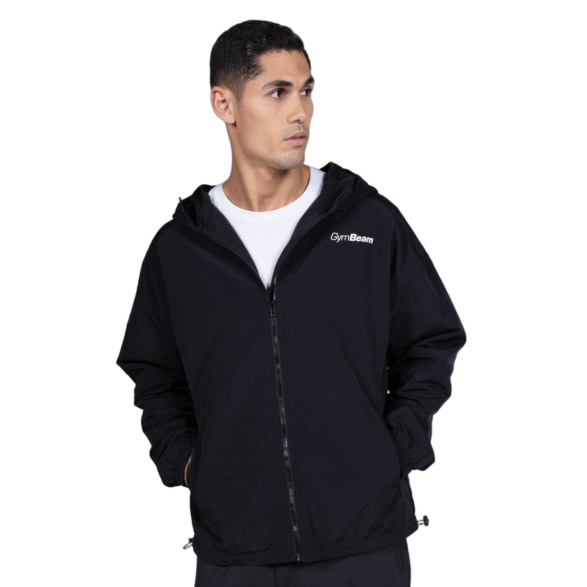 GymBeam Jacke Herren loose mit Kapuze und Reißverschluss in Schwarz 1 St