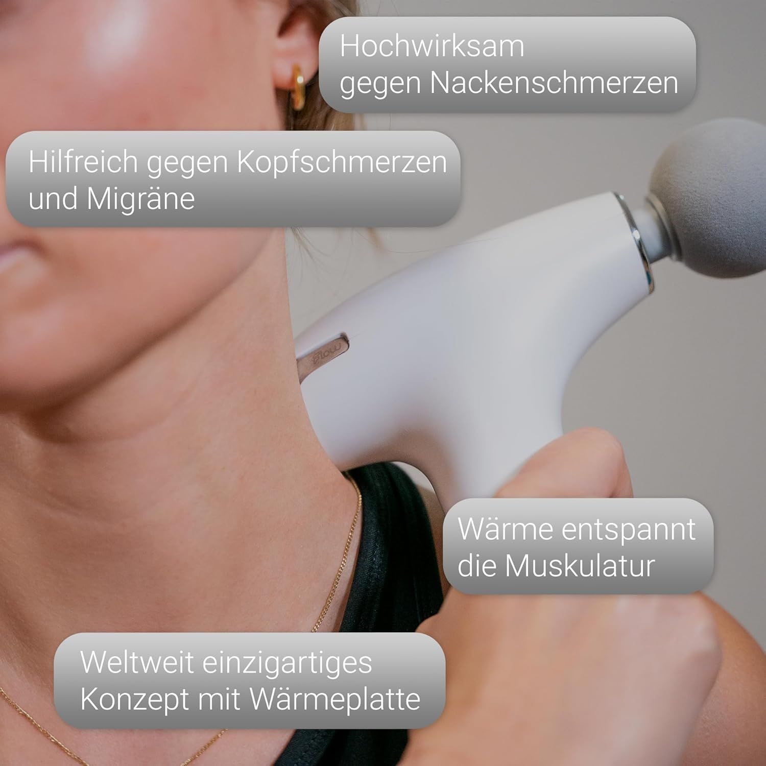 Flow® NANO Mini Massagepistole - Kleines Muskel Massagegerät mit Massage & Wärme. Weiß