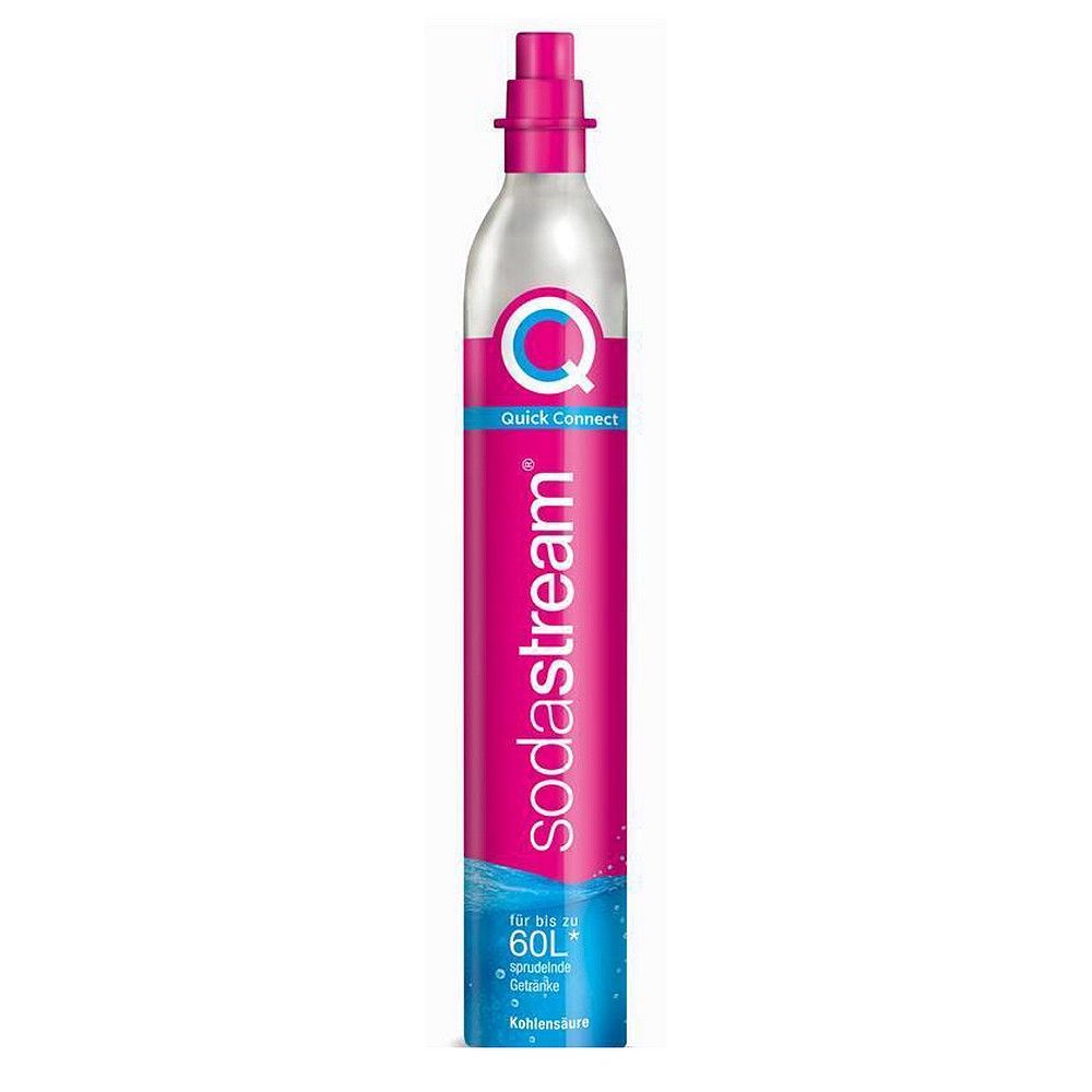 SodaStream CO2-Zylinder Quick Connect in Pink und Silber.