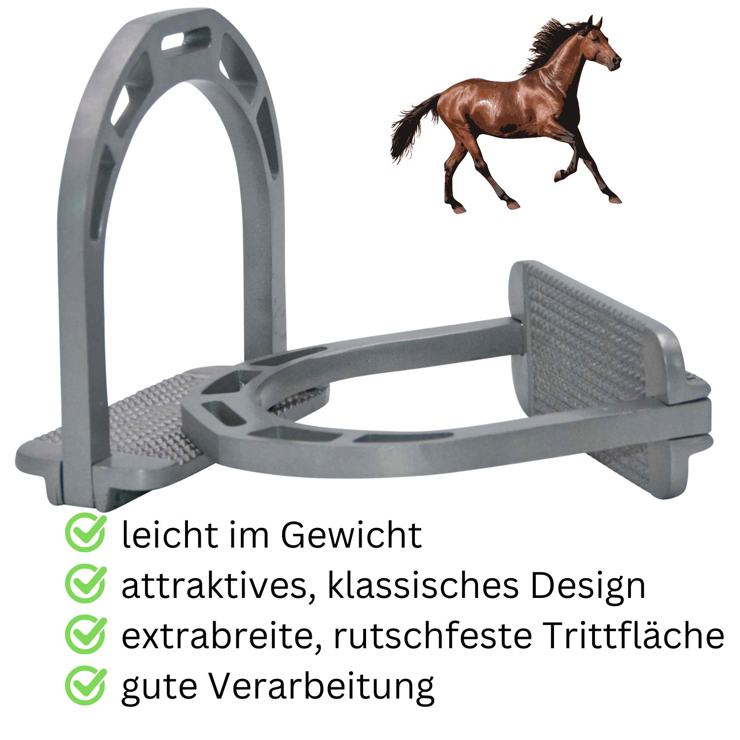 Amka Aluminium Steigbügel Alu- extra leicht silberfarben Trittfläche 11,5 cm 1 St