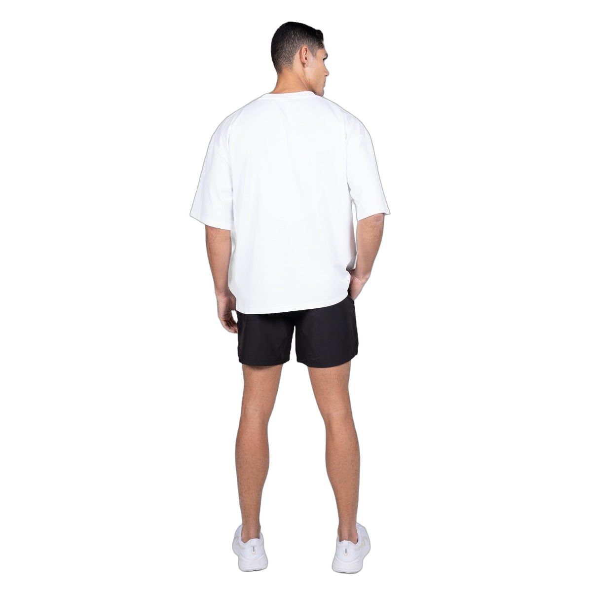 GymBeam Herren T-Shirt Oversized Kurzarm aus Baumwolle in Weiß
