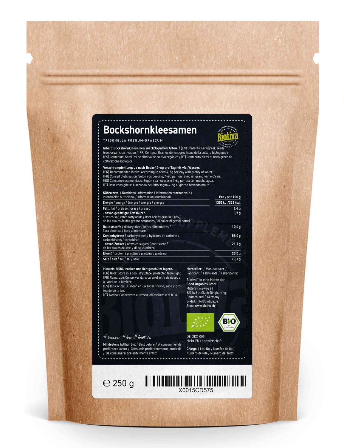 Biotiva Bockshornkleesamen ganz Bio