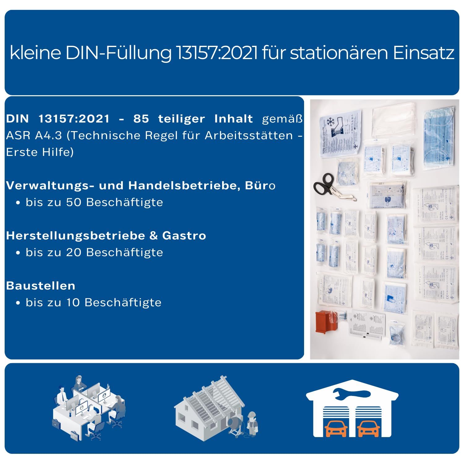 FAP First Aid Products Augenspülschrank inkl. DIN 13157 Set - 2x NaCl 500ml