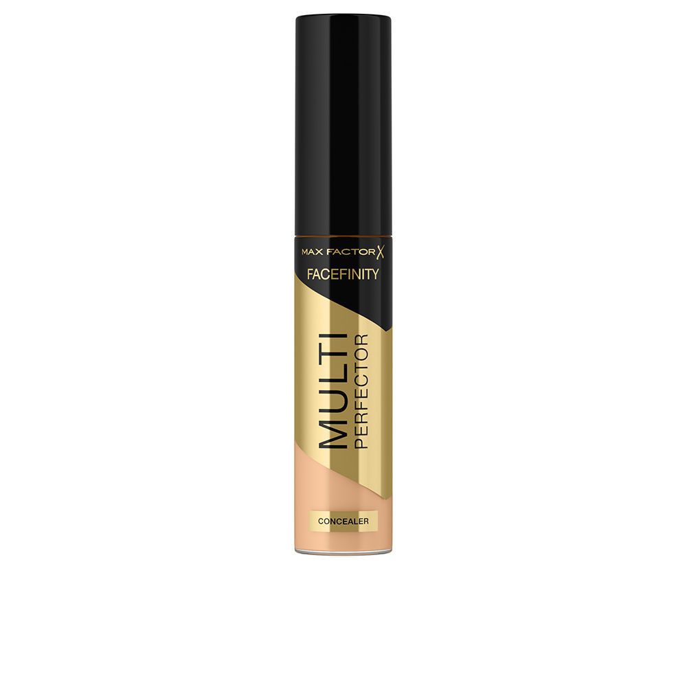 Abdeckstift FACEFINITY MULTI PERFECTOR. Schwarzer Deckel, goldfarbener Korpus mit Produktnamen und Farbton. Beige Concealer-Farbe sichtbar.